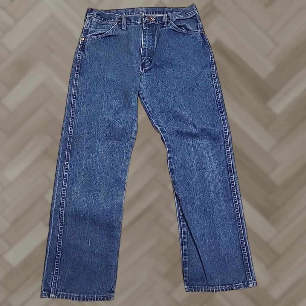 Vintage Wrangler 13MWZ Men's Dark Blue Denim Western Jeans 34x29