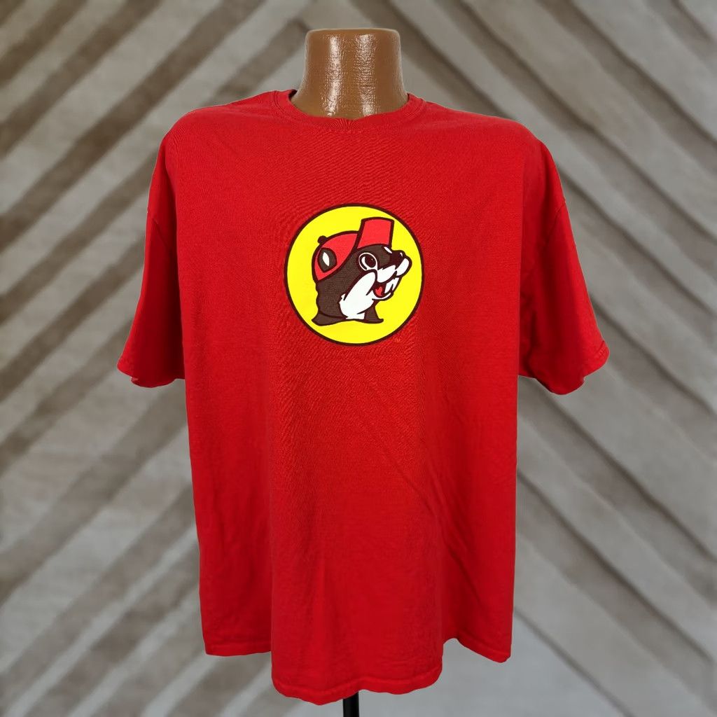 Gildan VINTAGE Buc-ee's Shirt Mens XL T-Shirt Red Double-Sided Graphic Print Funny Animal Logo 2000s Beach Fall Summer Texass Jessica? Size US XL / EU 56 / 4 - 1 Thumbnail