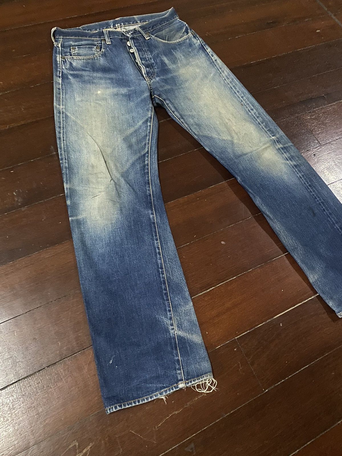 Vintage SICK 👊🏻🔥🔥 SEWING CHOP JAPANES BRAND JEANS SELVEDGE DISTRESSED Size US 32 / EU 48 - 4 Thumbnail