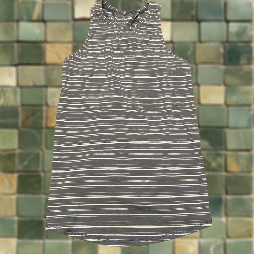 Lululemon VINTAGE Lululemon? (No, not vintage) Lululemon Women's Open Back RacerbackTank Blue with Stripes S/xs Tank Women Blue Racerback Open Back Striped Size ONE SIZE - 1 Thumbnail