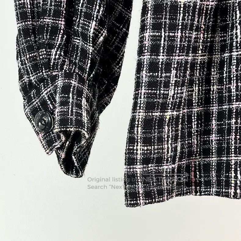 Chanel Chanel Black and pink plaid tweed braided strap coat Size XXS / US 00 / IT 34 - 4 Thumbnail