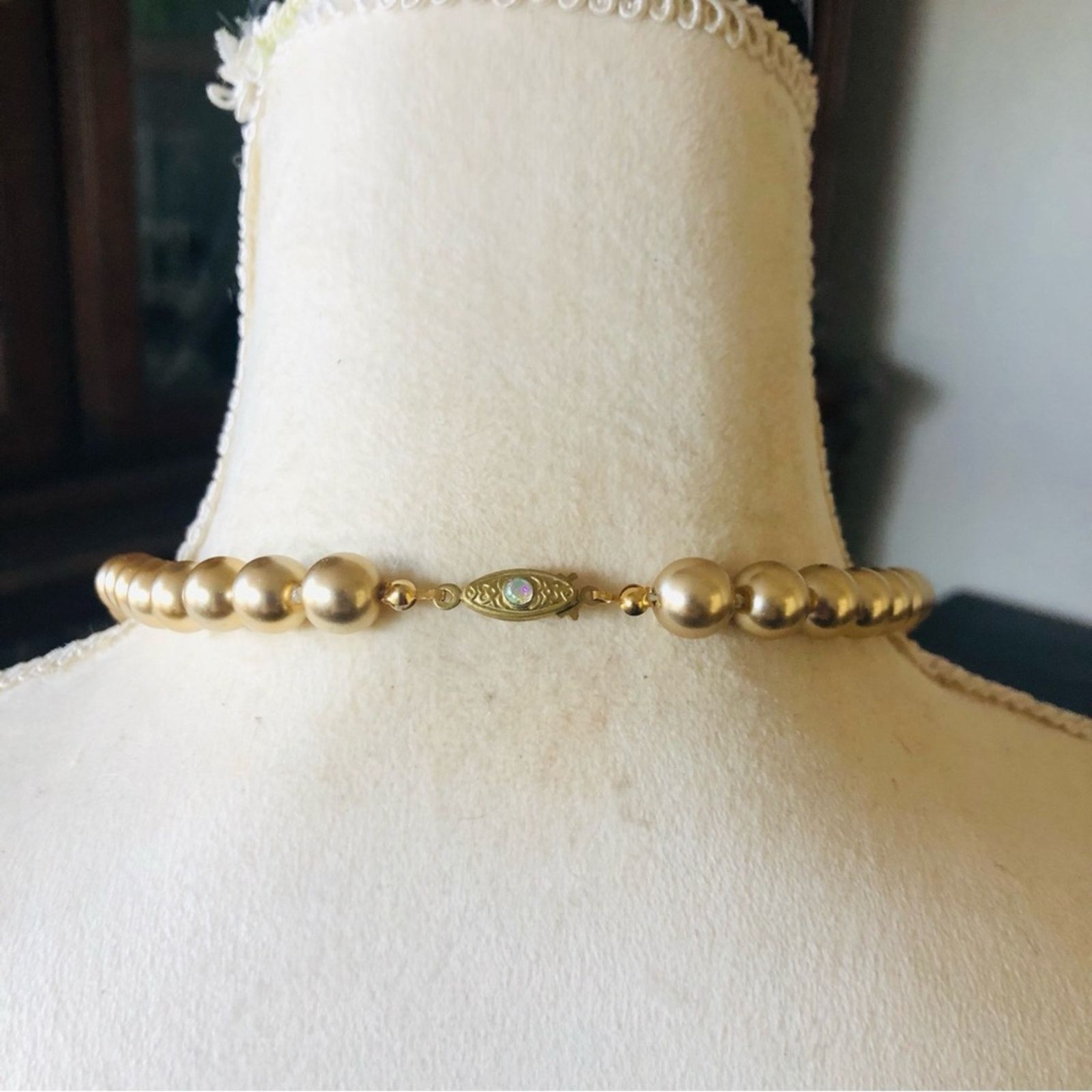 Vintage Vintage knotted gold glass pearl bead necklace Size ONE SIZE - 7 Thumbnail