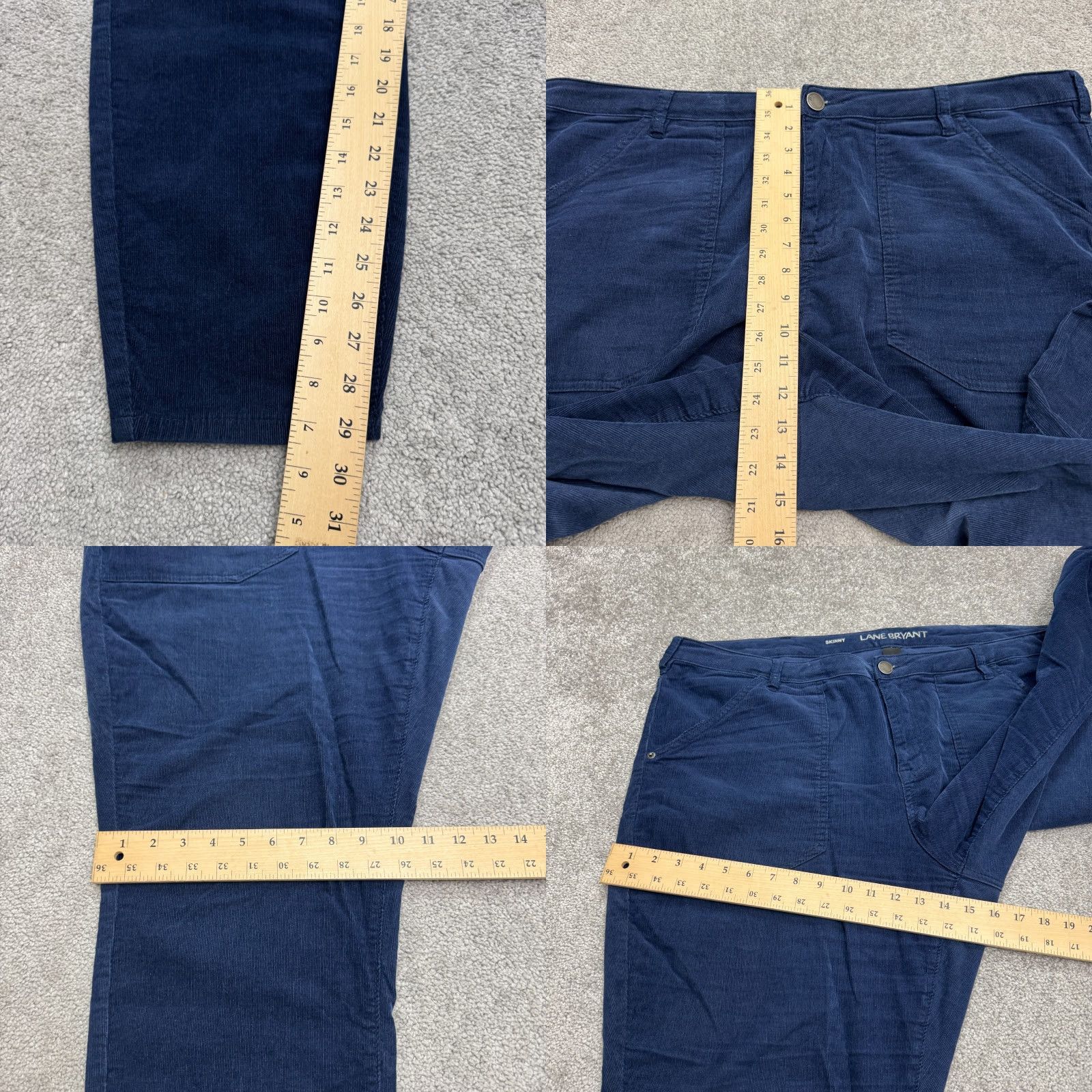 Vintage Lane Bryant Womens Pants Skinny Corduroy 22 Blue High Rise Stretch Casual Cotton Blend Size 40" / US 18 - 8 Thumbnail