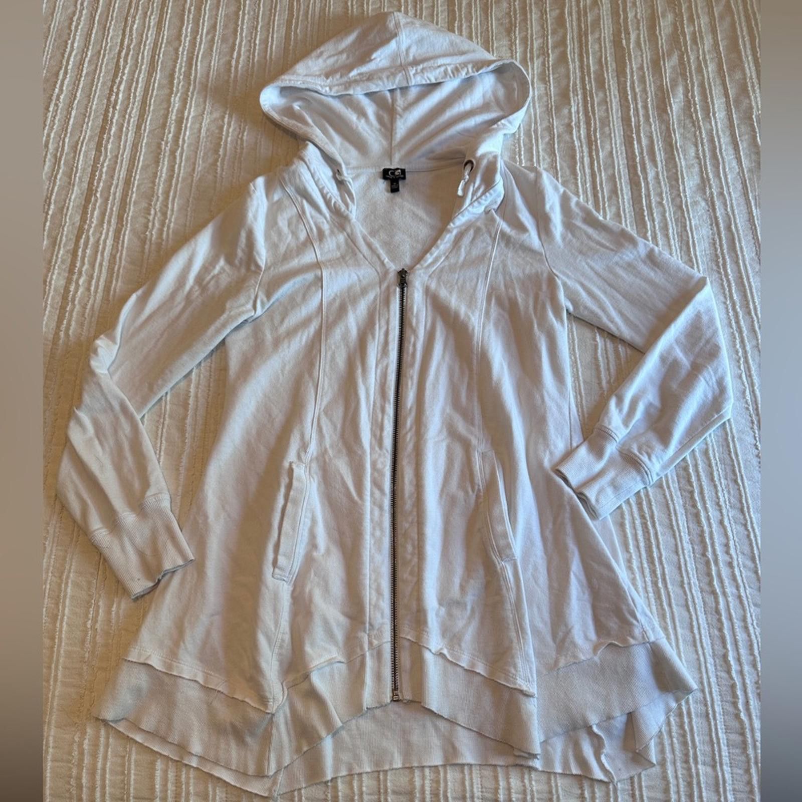Other CABLE & GAUGE zippered hoodie medium tunic pockets white EUC Size M / US 6-8 / IT 42-44 - 2 Thumbnail