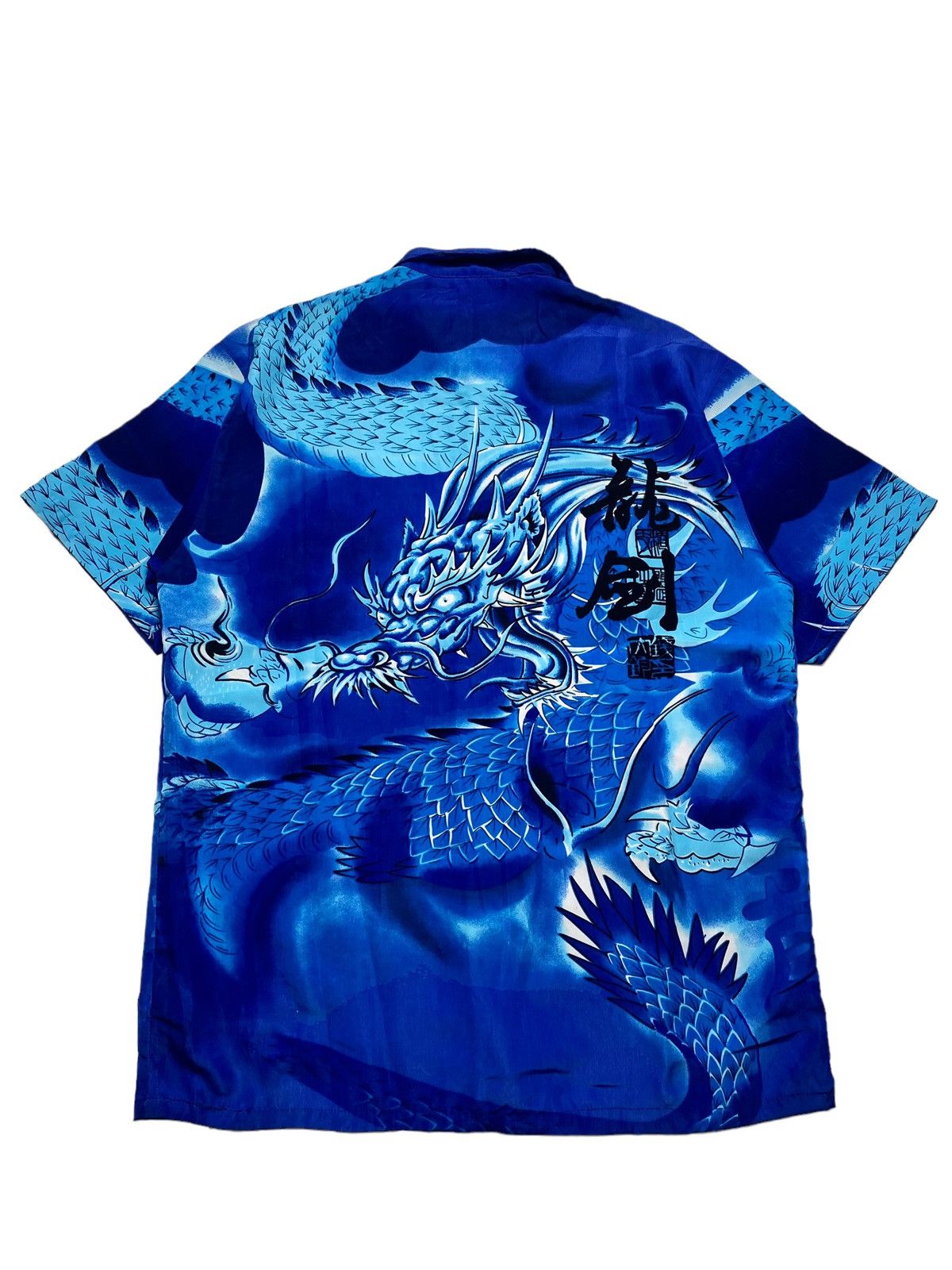 Designer × Japanese Brand × Vintage Balenciaga Look A Like Vintage Blue Dragon Shirt Size US L / EU 52-54 / 3 - 7 Thumbnail