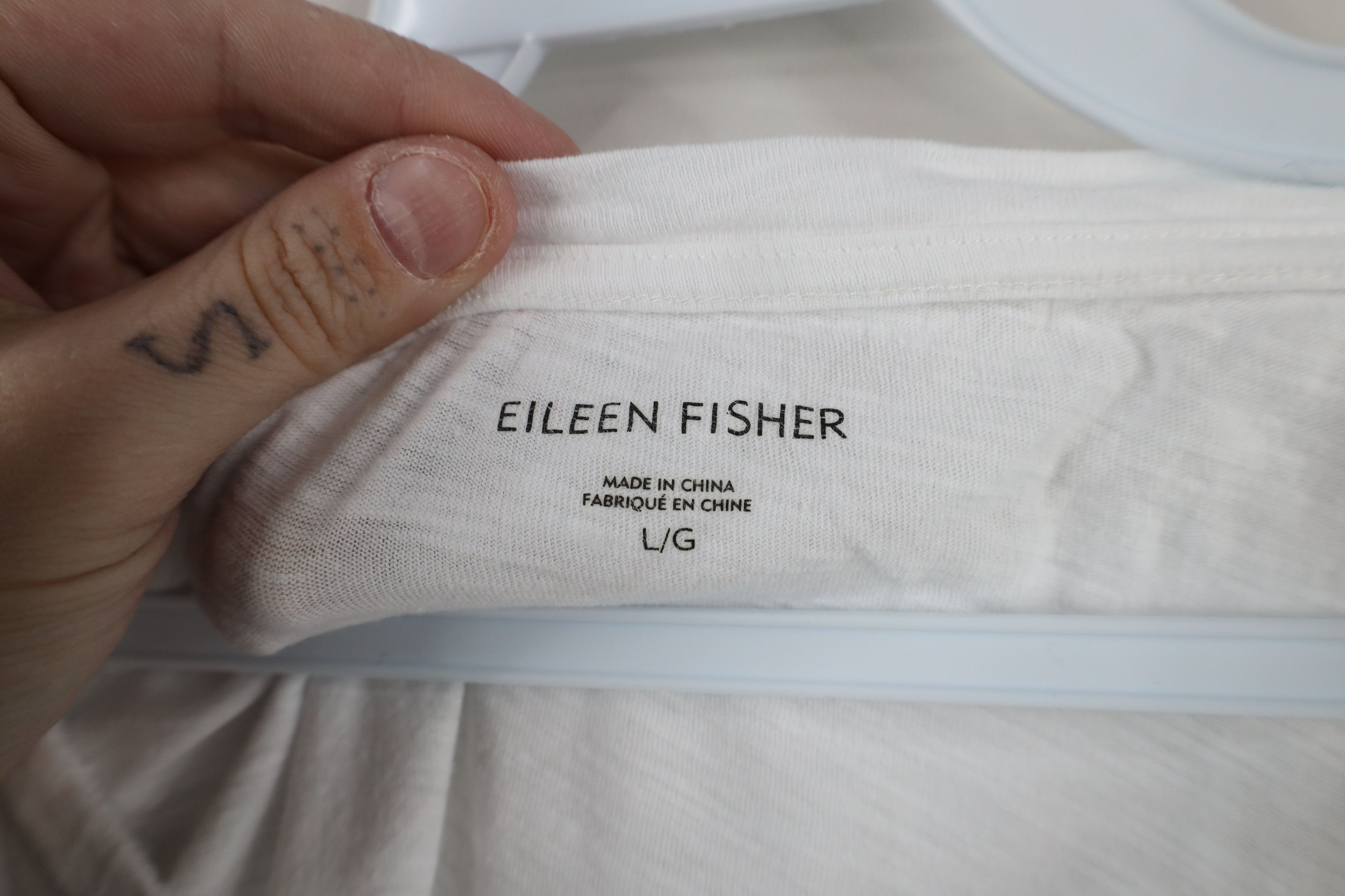 Eileen Fisher × Vintage Eileen Fisher Organic Cotton Knit Tie Bottom T-Shirt White Size L / US 10 / IT 46 - 5 Thumbnail