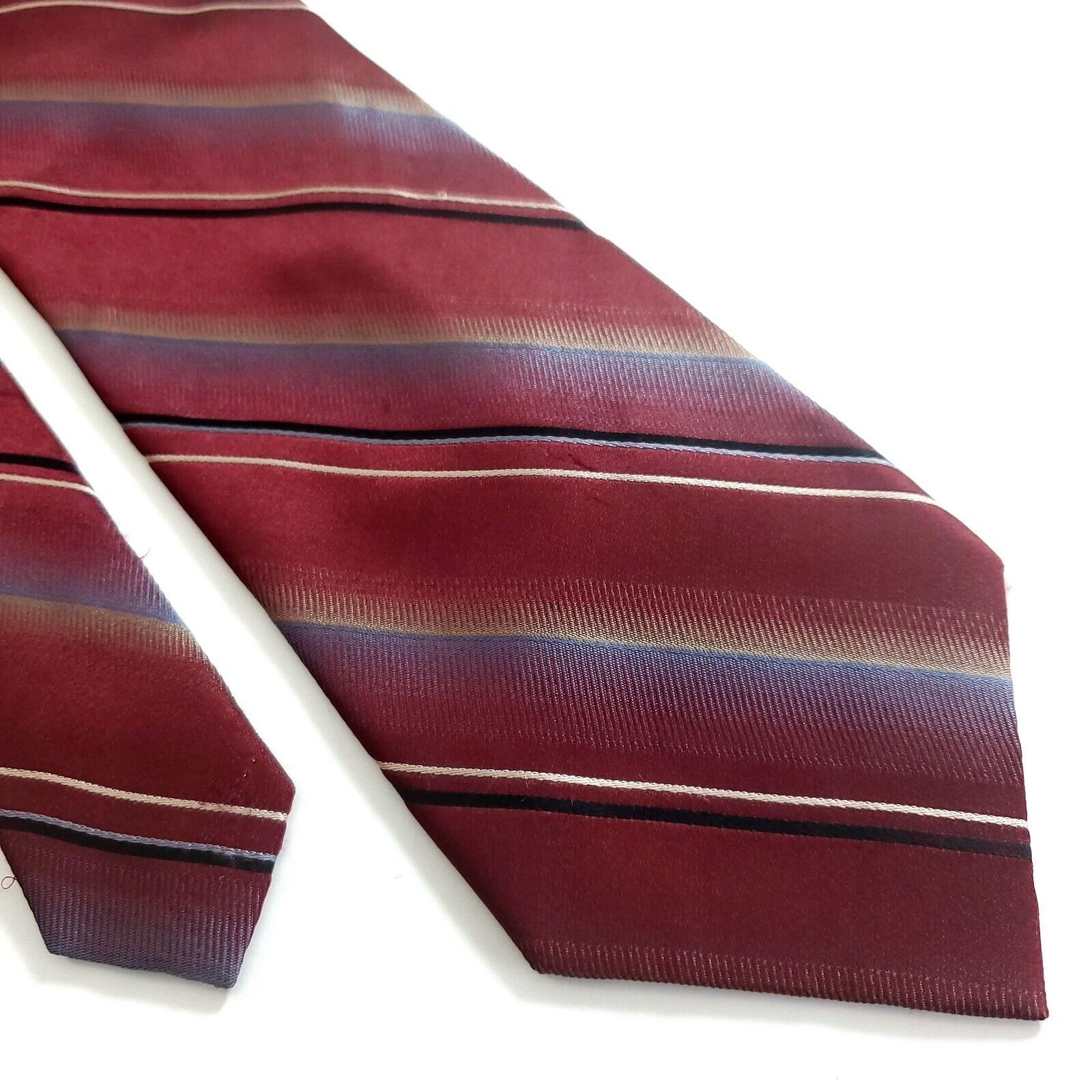Perry Ellis Perry Ellis Portfolio Red Striped Woven Silk Tie Size ONE SIZE - 1 Thumbnail
