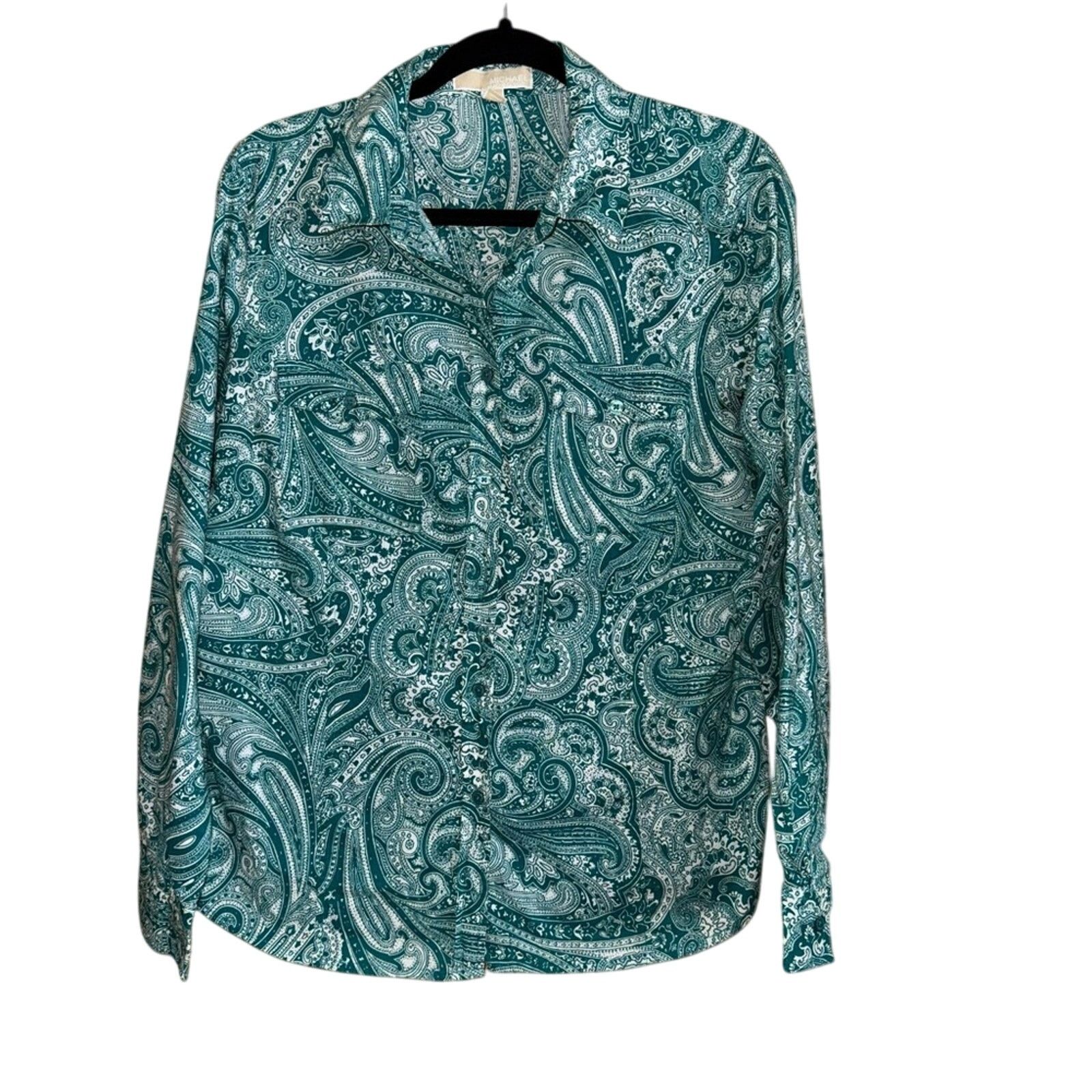 Michael Kors Michael Kors Size XL Green & White Paisley Button Down Shirt Size L / US 10 / IT 46 - 1 Thumbnail