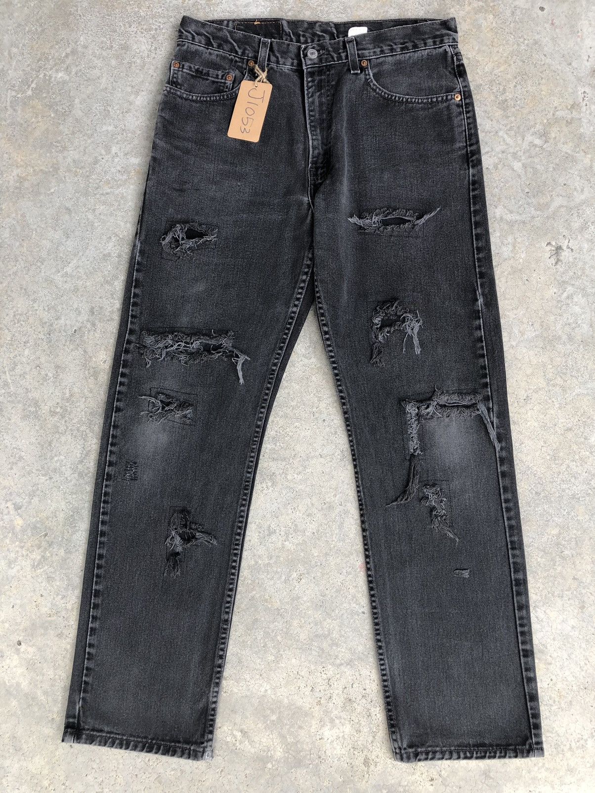 If Six Was Nine Vintage Levis 505 Patchwork Distressed Jeans Size US 33 - 1 Thumbnail