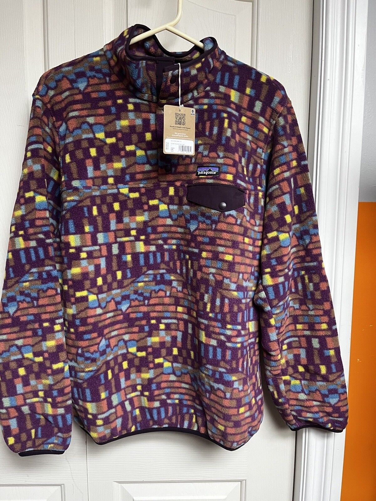 image of Patagonia Synchilla Fitz Patchwork Womens Large in Night Plum