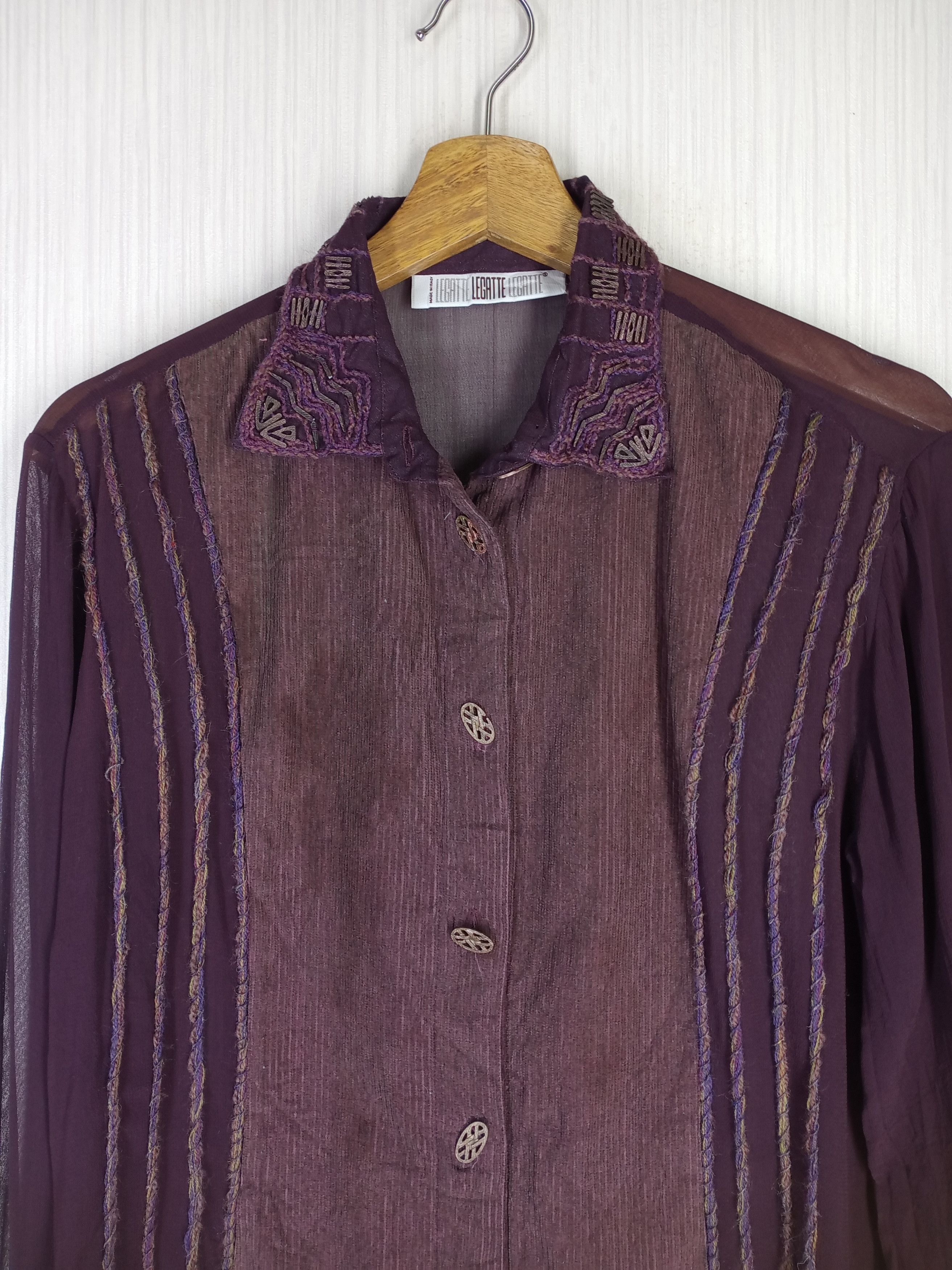 Japanese Brand Rare Vintage Legatte Italian Designer L/S Blouse Size M / US 6-8 / IT 42-44 - 2 Thumbnail