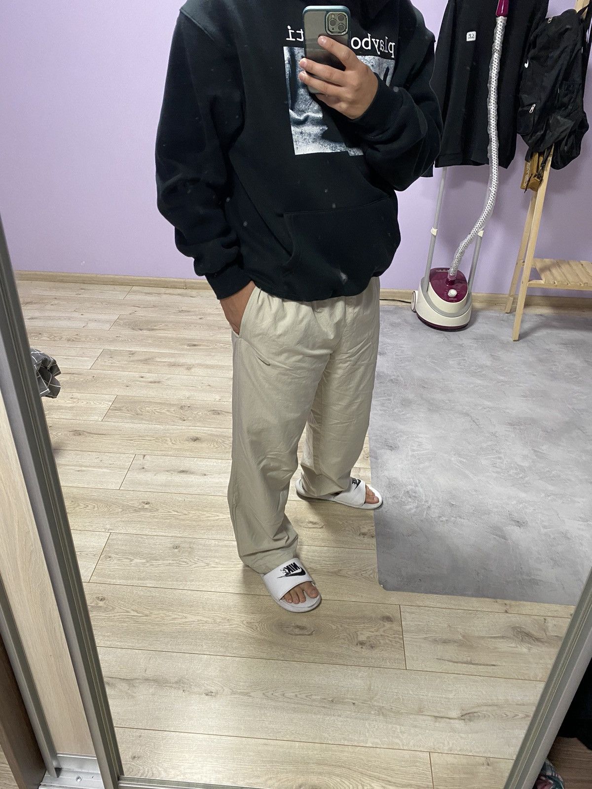 Nike × Vintage 🔆 Vintage Nike Parachute pants baggy y2k track pants CREAM Size US 36 / EU 52 - 8 Thumbnail