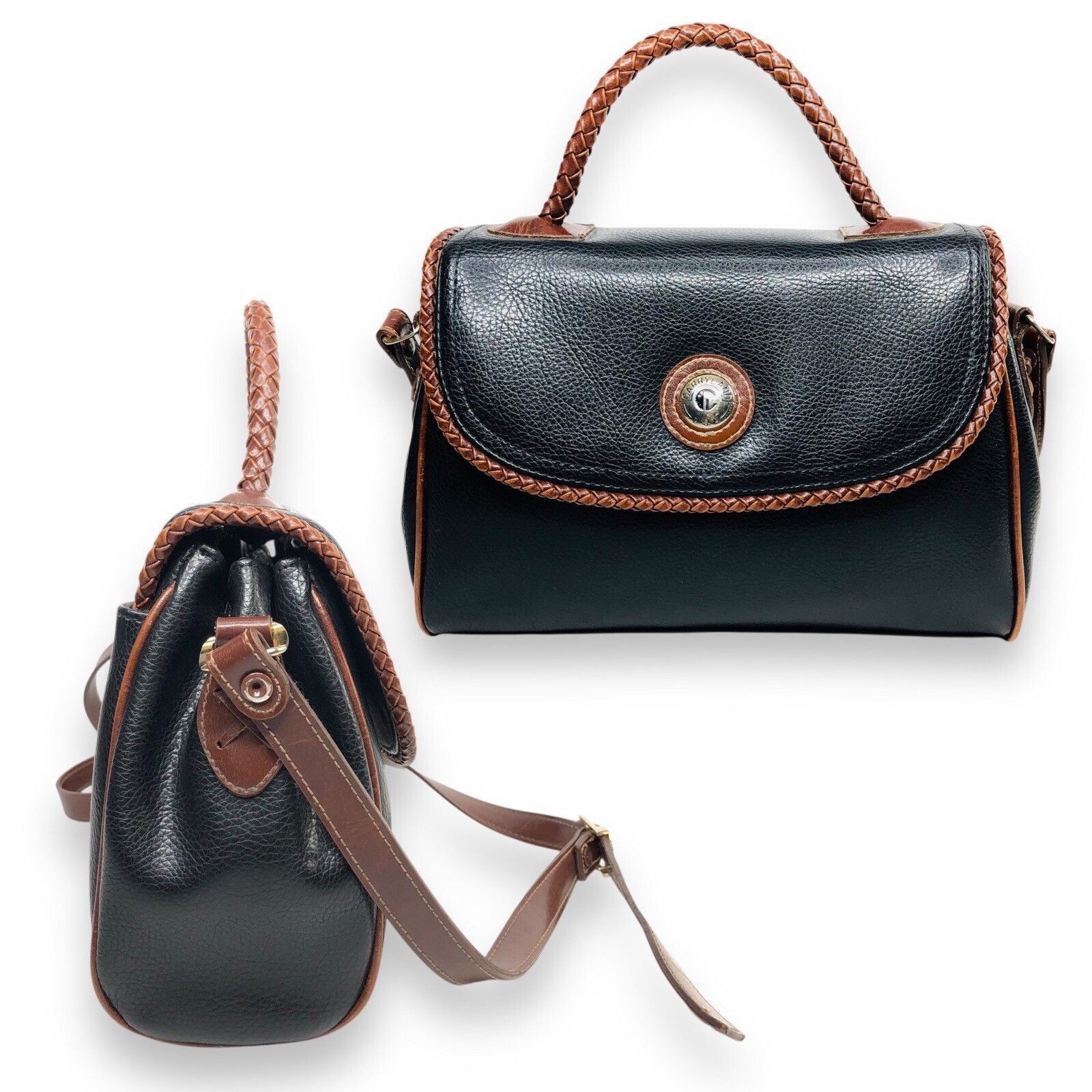 Other Vtg Carryland USA Leather Purse Black Brown Shoulder Bag Size ONE SIZE - 1 Thumbnail