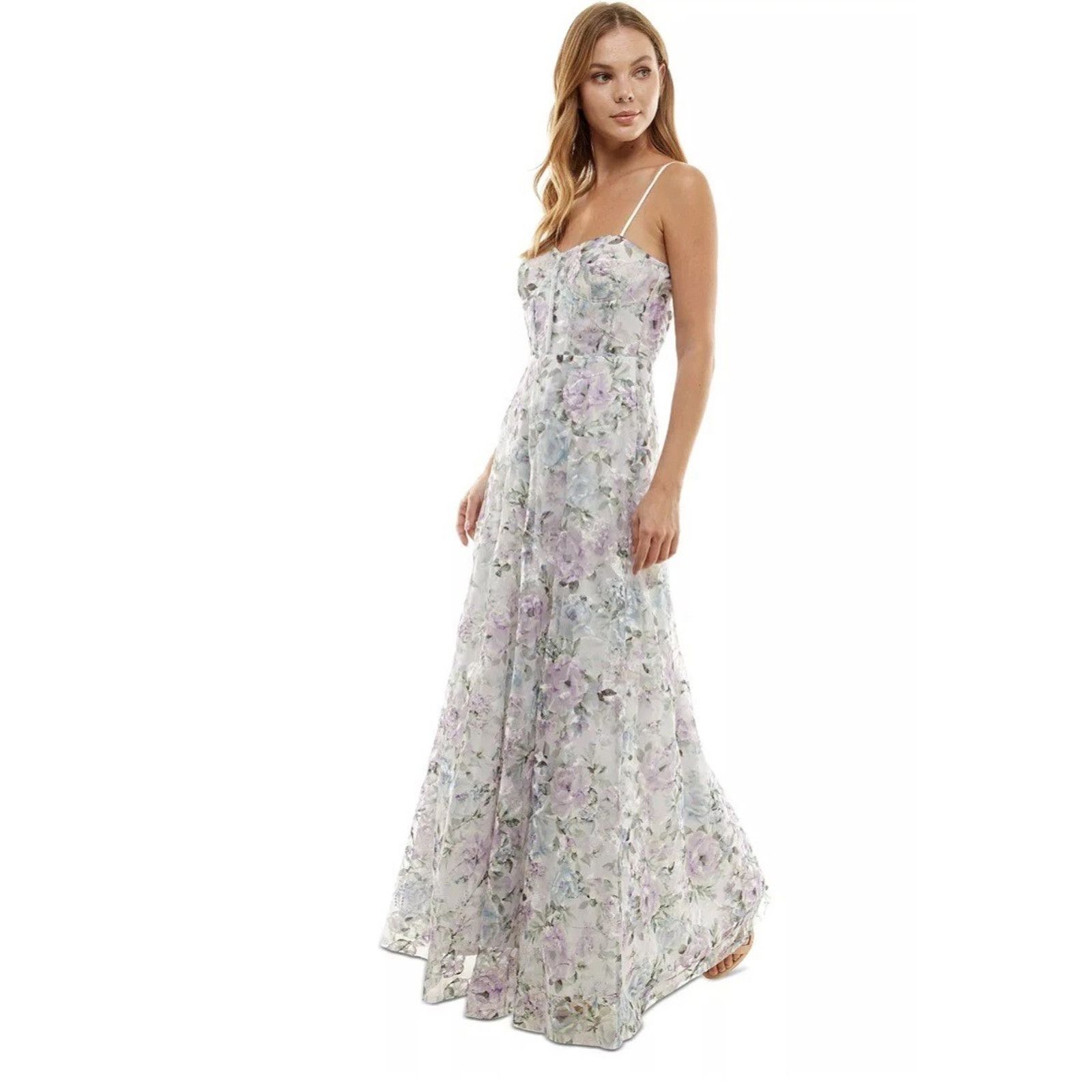 Other Trixxi Juniors Floral-Embroidered Corset Gown, Lavenderfl, 5 Size ONE SIZE - 1 Thumbnail