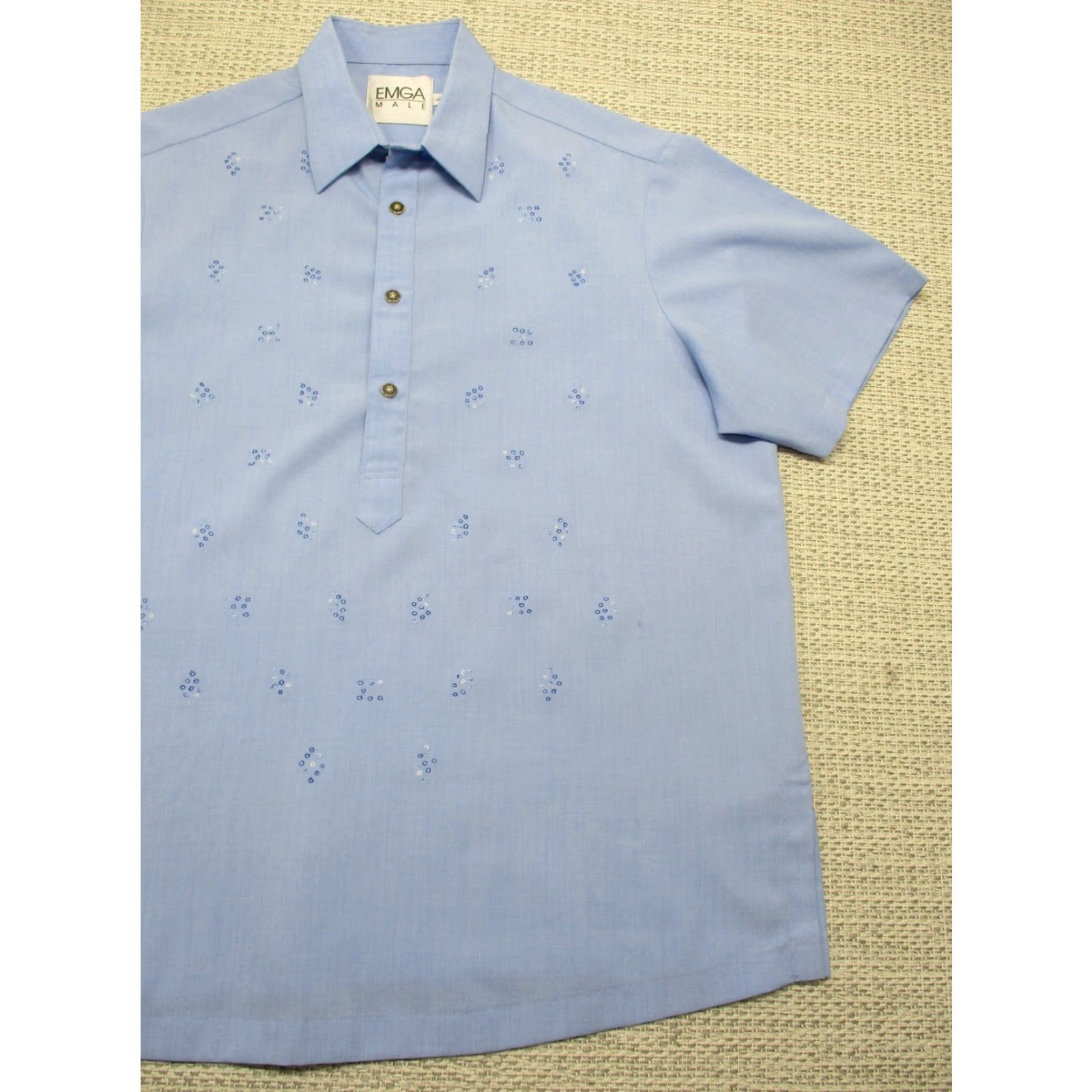 Vintage VINTAGE EMGA Polo Shirt Men Large L Short Sleeve Blue Cotton 70s 80s 90s Retro Dad Golf Baseball Style Size US L / EU 52-54 / 3 - 3 Thumbnail