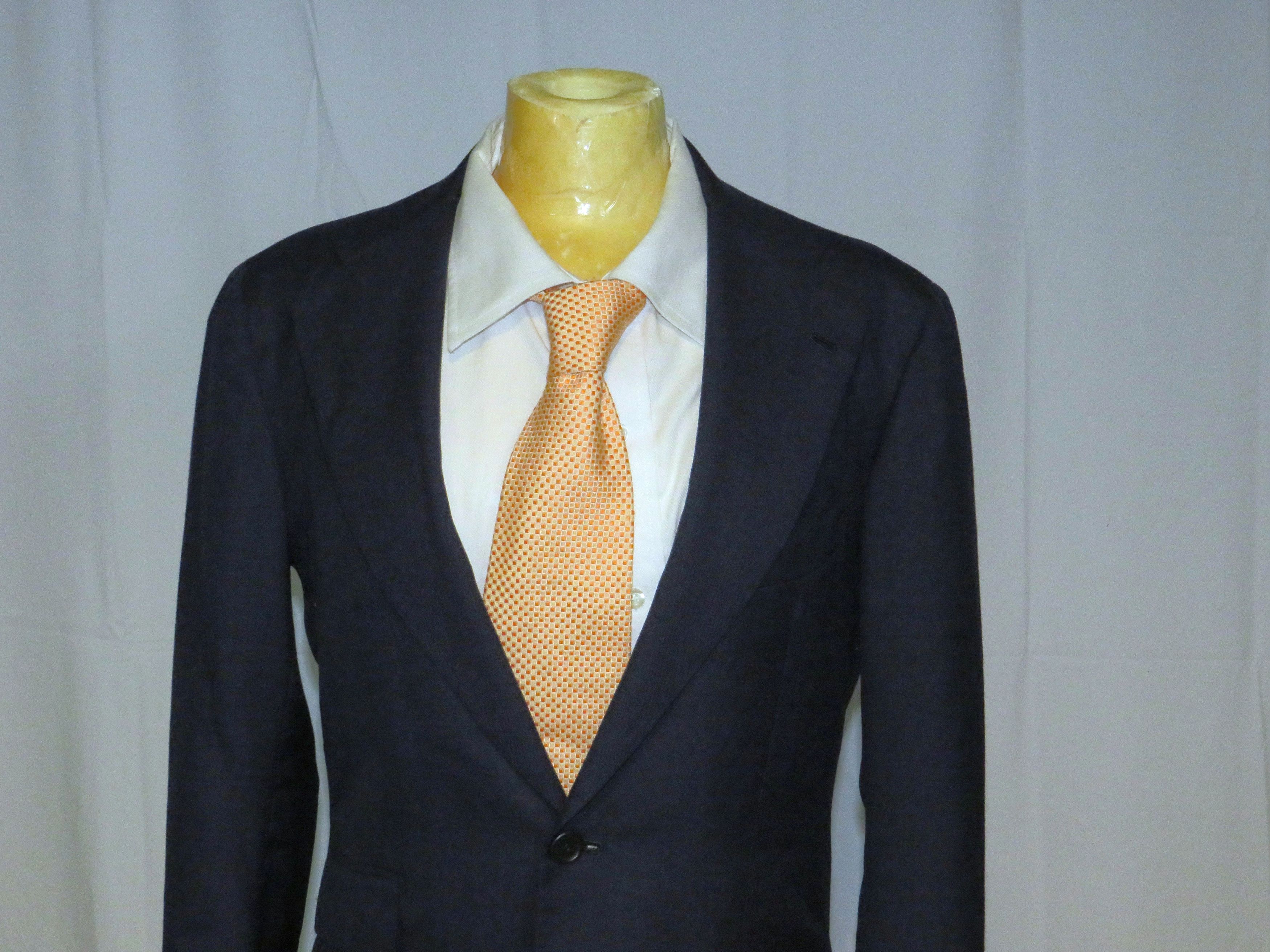Orazio Luciano Bespoke Navy Barathea Hopsack Two Button Sport Coat 36 Size 36R - 2 Thumbnail