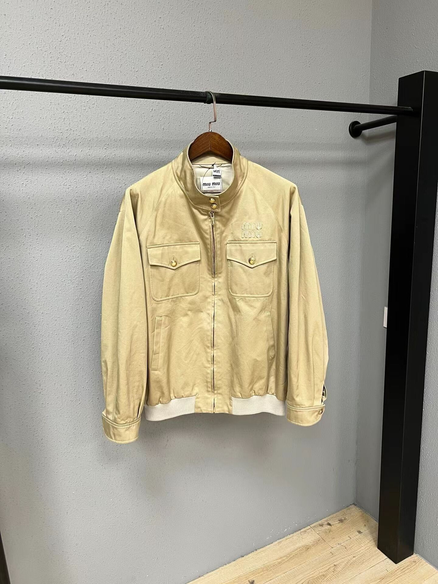Miu Miu miumiu khaki logo jacket in size 40 Size M / US 6-8 / IT 42-44 - 1 Thumbnail