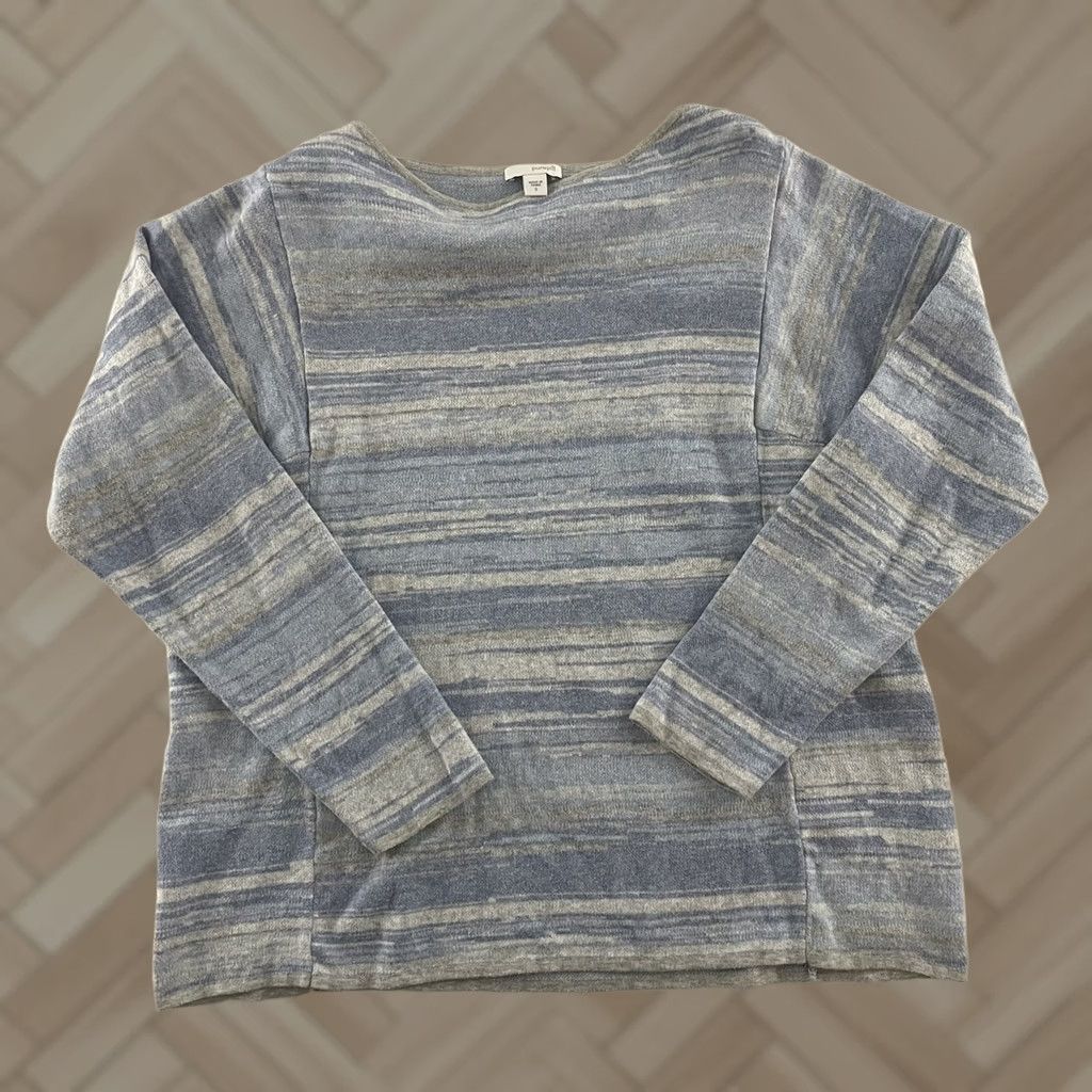 J. Jill J. Jill Pullover 100% Cotton Striped Sweater Women S Blue Shirt Pullover Jersey Knit Size S / US 4 / IT 40 - 1 Thumbnail
