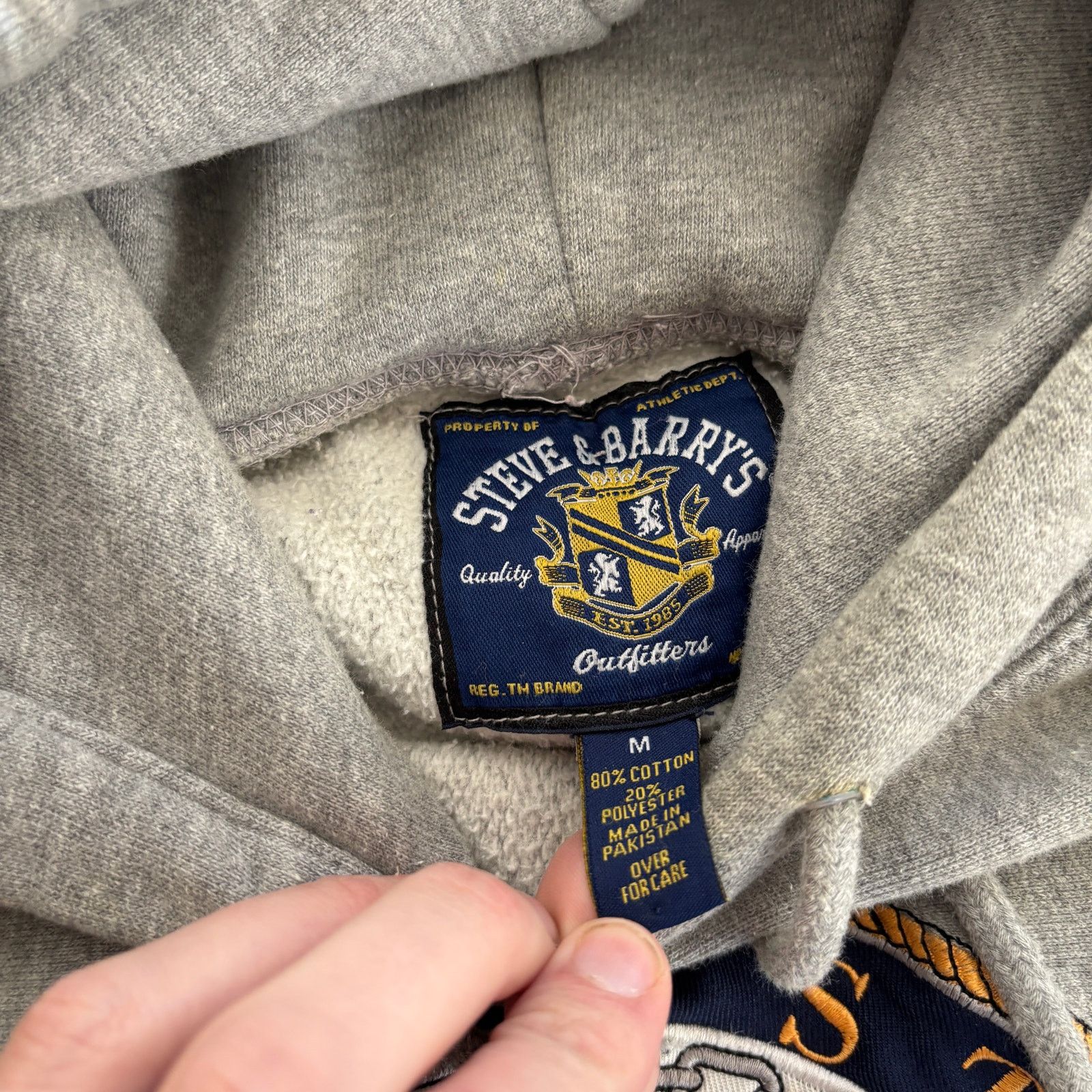 Steve And Barrys × Vintage Vintage US Navy Gray Embroidered Reverse Weave Style Hoodie Size US M / EU 48-50 / 2 - 4 Thumbnail