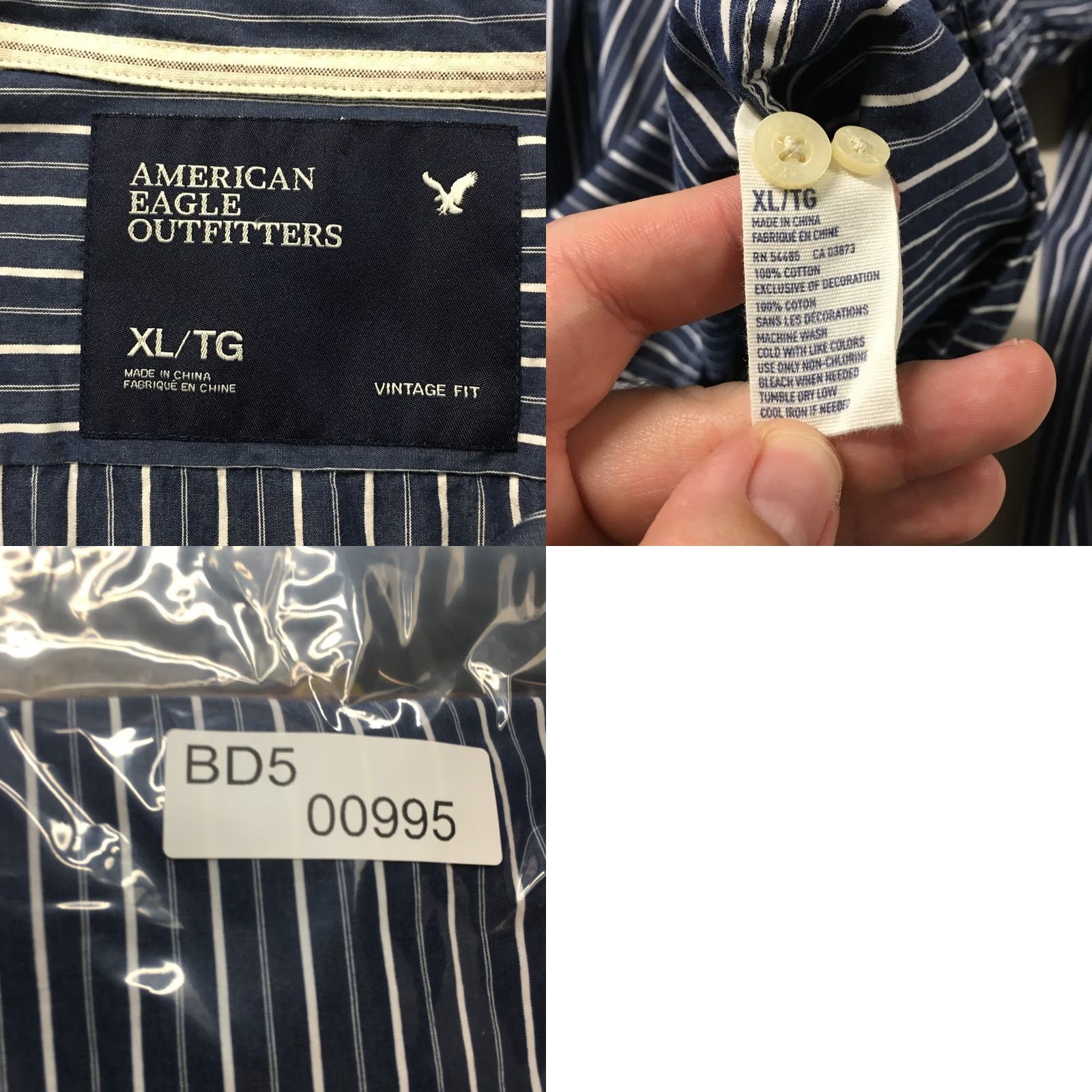 American Eagle Outfitters American Eagle Outfitters Button Up Shirt Mens XL Blue White Striped Vintage Fit Shirt Size US XL / EU 56 / 4 - 9 Thumbnail