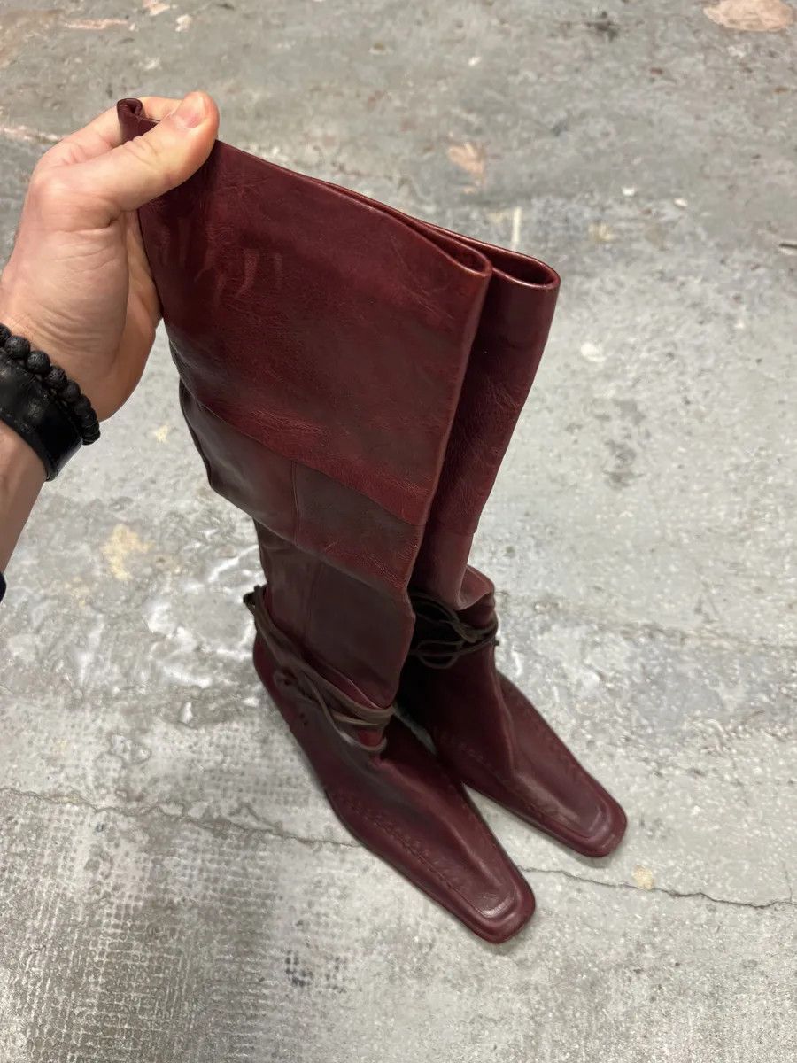 Marithe + Francois Girbaud Marithé & François Girbaud Burgundy High Leather Laced Boots Size US 7 / IT 37 - 4 Thumbnail