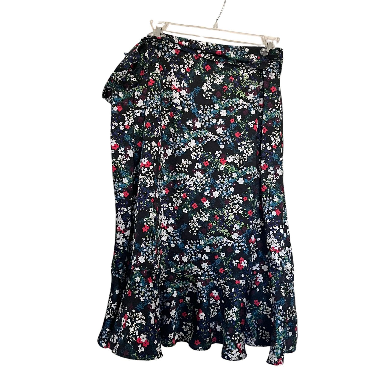 Rebecca Minkoff Rebecca Minkoff Zoe Black Floral Print Ruffled Wrap Skirt Size 36" / US 14 / IT 50 - 4 Thumbnail
