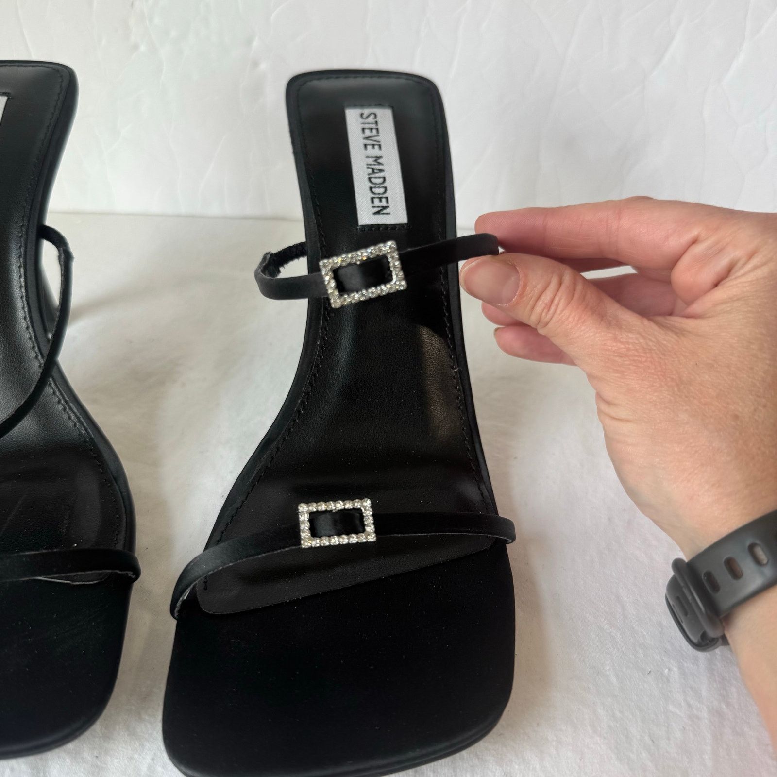 Steve Madden NEW Steve Madden Women's Aislinn Heels Sandals 9.5 Black Size US 9.5 / IT 39.5 - 4 Thumbnail