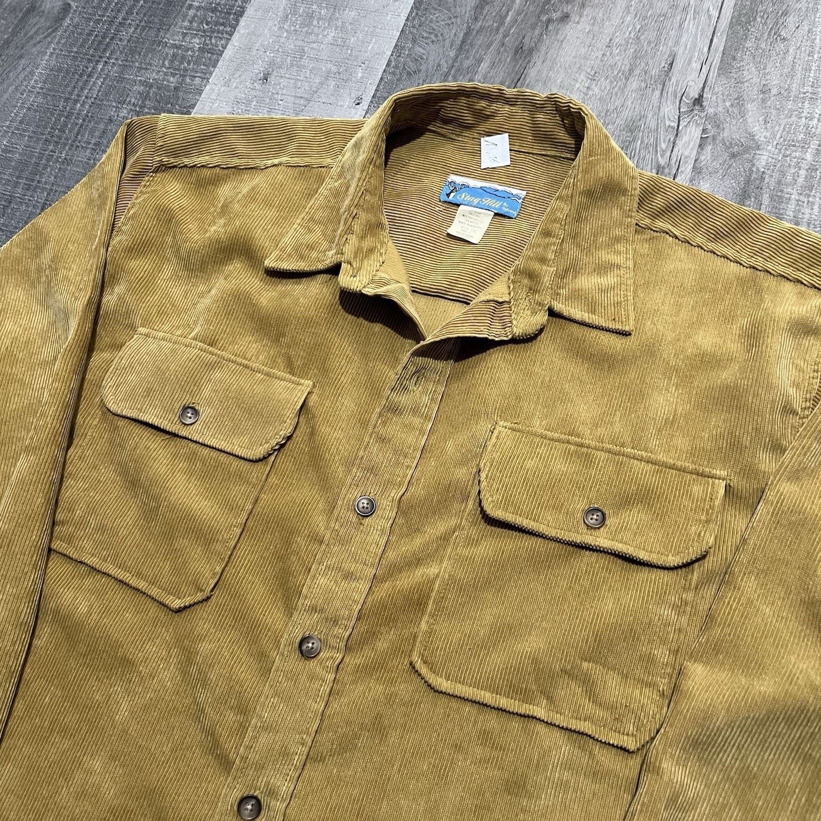 Haband VTG Stag Hill Corduroy Button Shirt Golden Yellow Cord Sz L Size US L / EU 52-54 / 3 - 3 Thumbnail