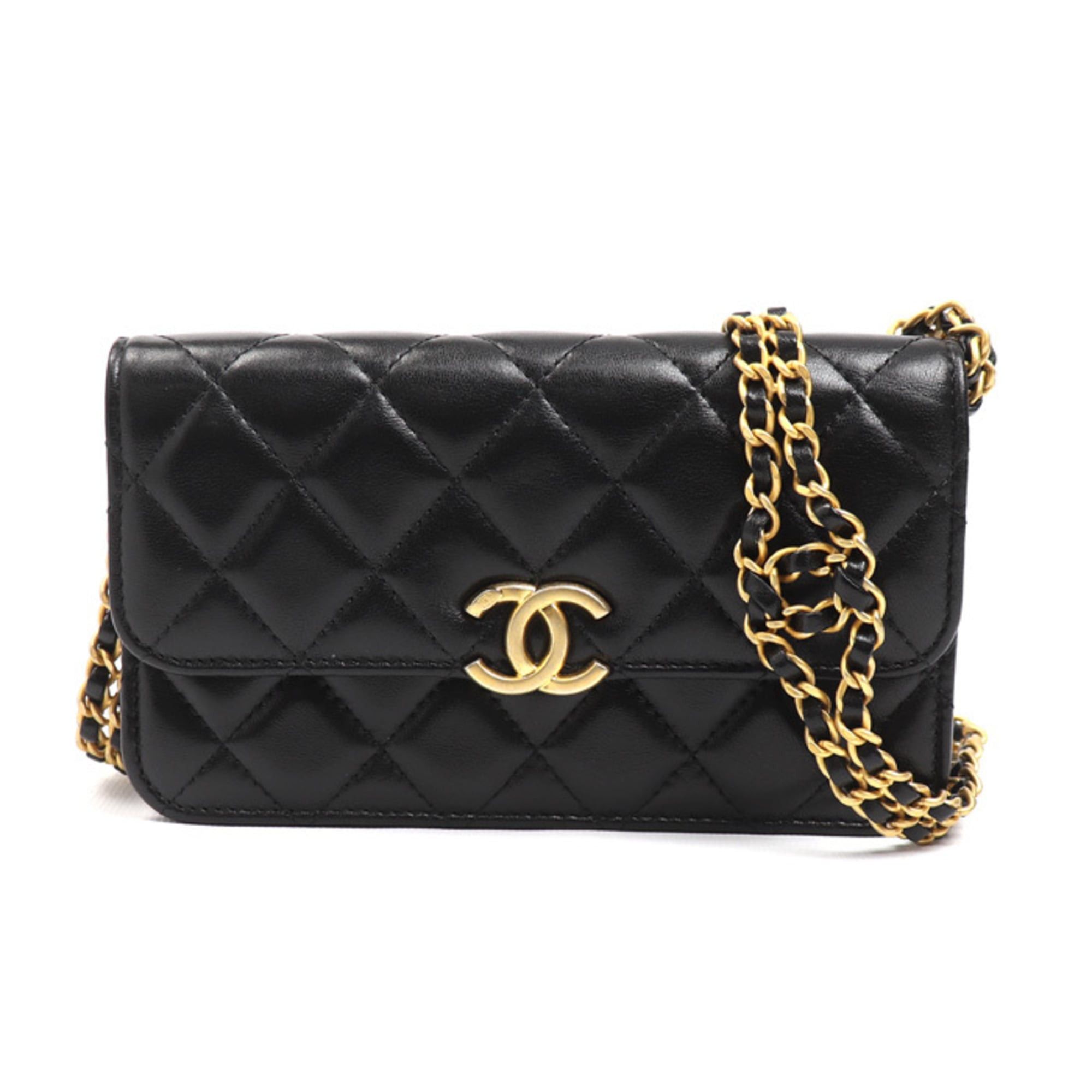 Chanel CHANEL Matelasse Flap Phone Holder Shoulder Bag, Black, AP3106, Women's Size ONE SIZE - 1 Thumbnail