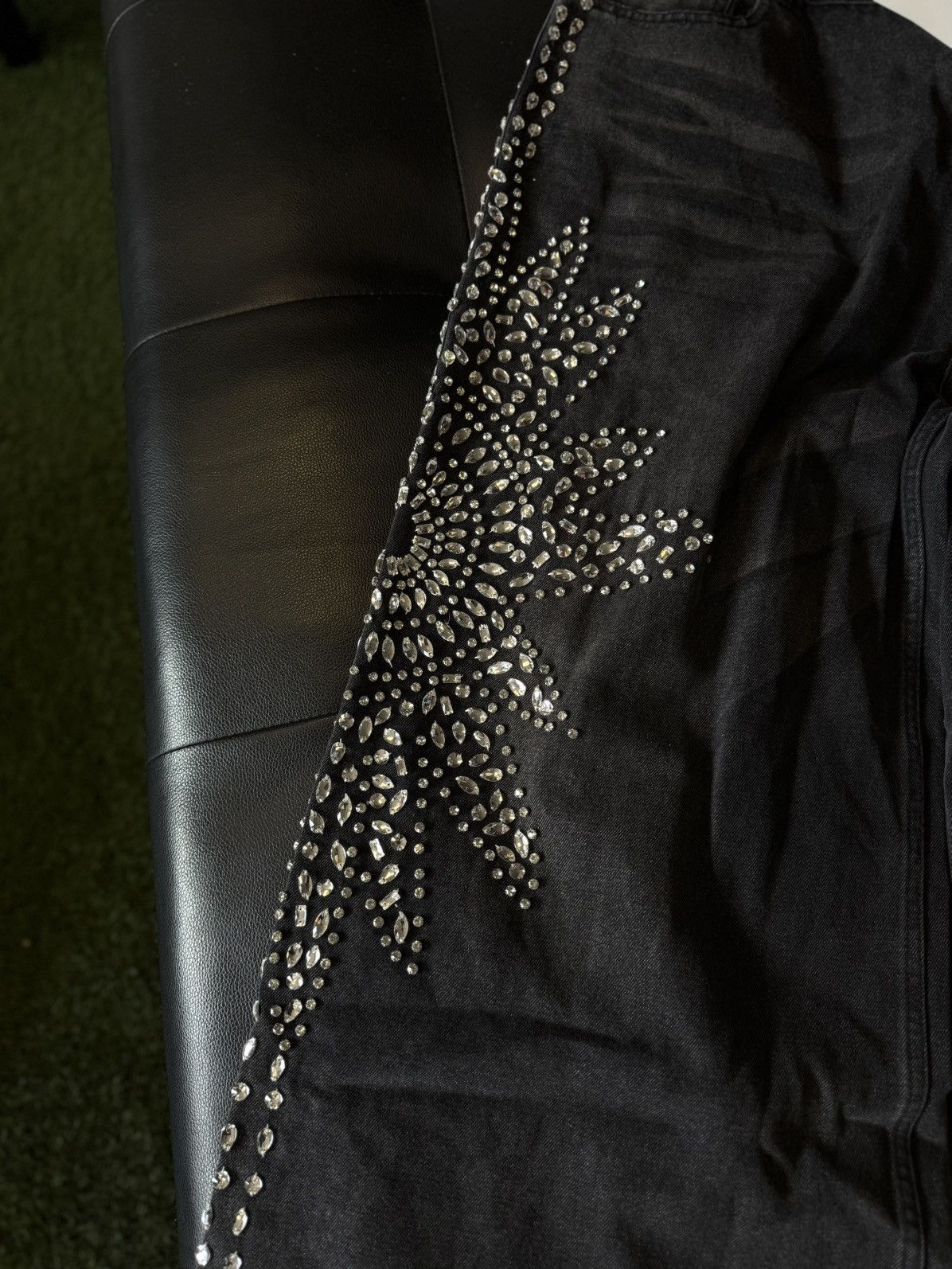 Vale Valley Stone Crystal Rhinestone Baggy Black Jeans Size 38 Size US 38 / EU 54 - 8 Thumbnail