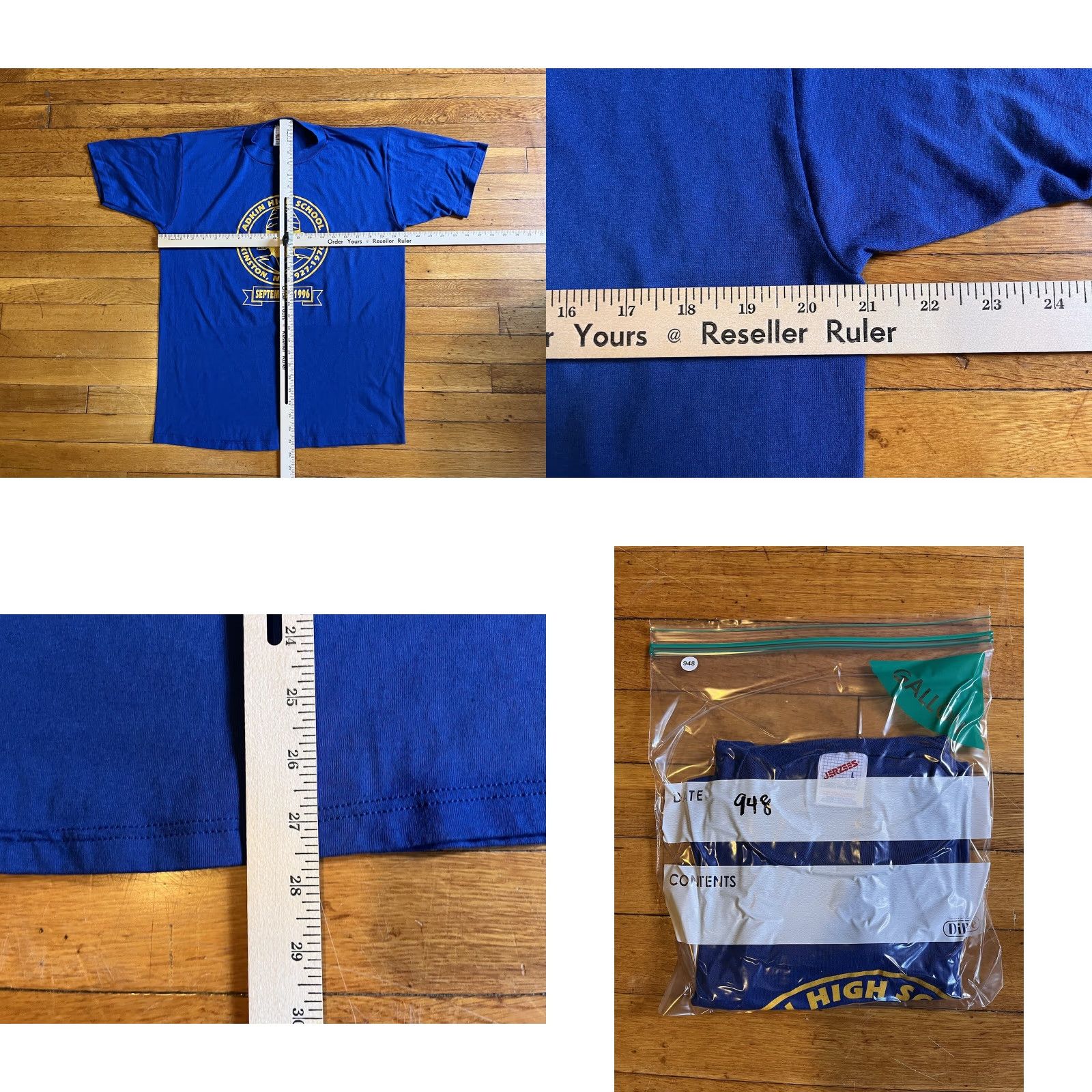 Jerzees VINTAGE Jerzees Adkin High School North Carolina Shirt Men’s Large Blue Short Sleeve Crew Neck Graphic Print 90s Retro Logo Size US L / EU 52-54 / 3 - 8 Thumbnail
