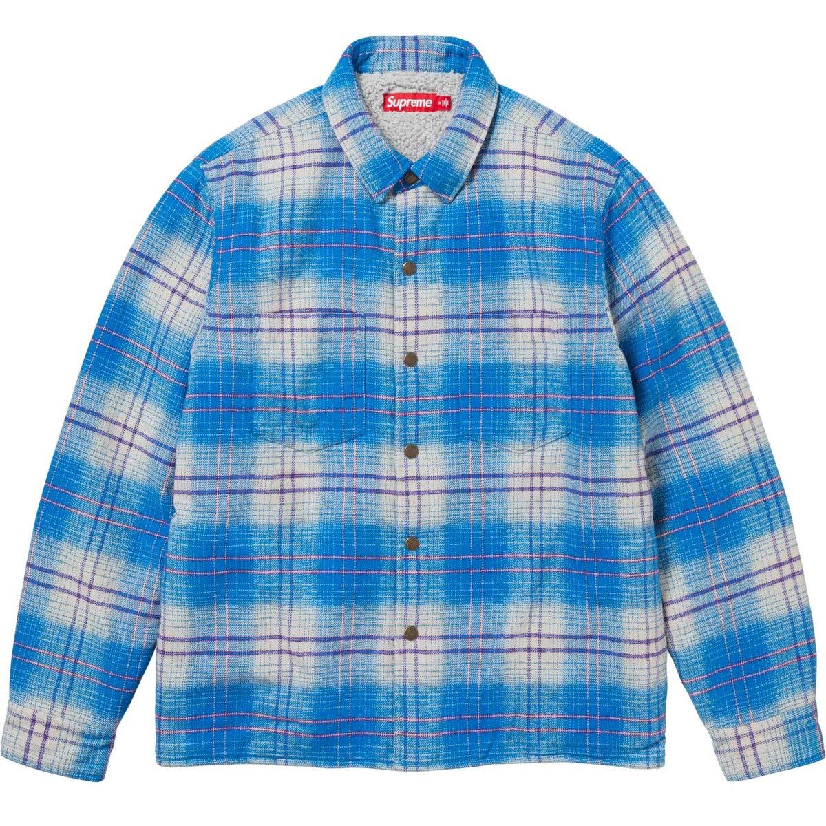 image of Supreme Flannel Snap Shirt Fw23 in Blue, Men's (Size XL)