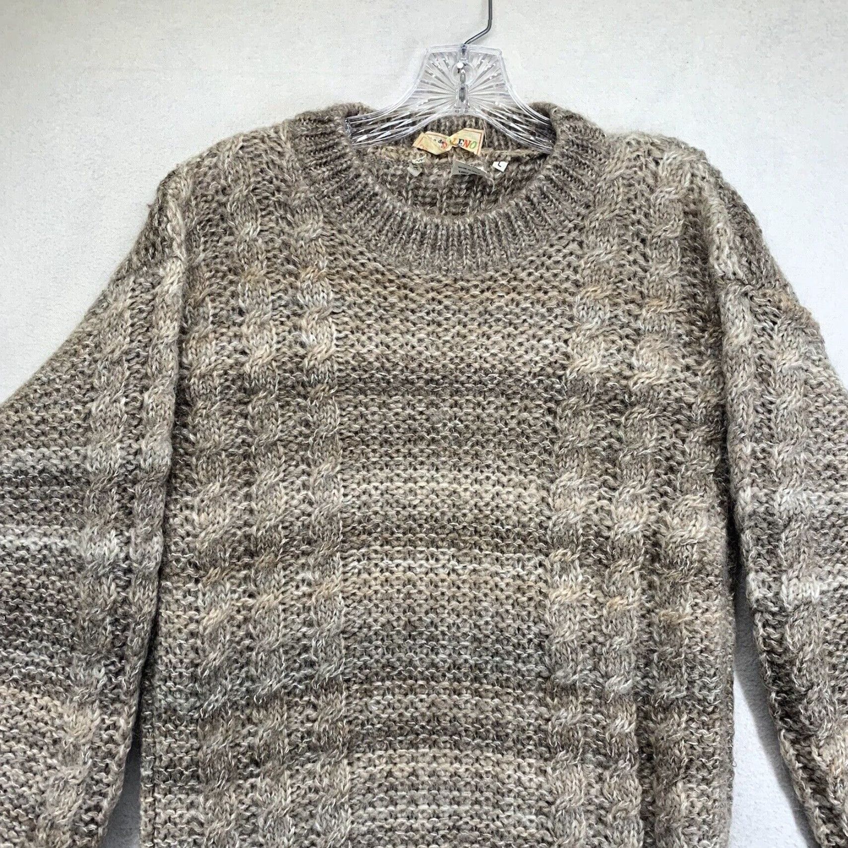Vintage VINTAGE Robe de Arcobaleno Sweater L Chunky Knit Beige Striped Dolman Sleeve Casual 80s Bohemian Womens Size L / US 10 / IT 46 - 4 Thumbnail