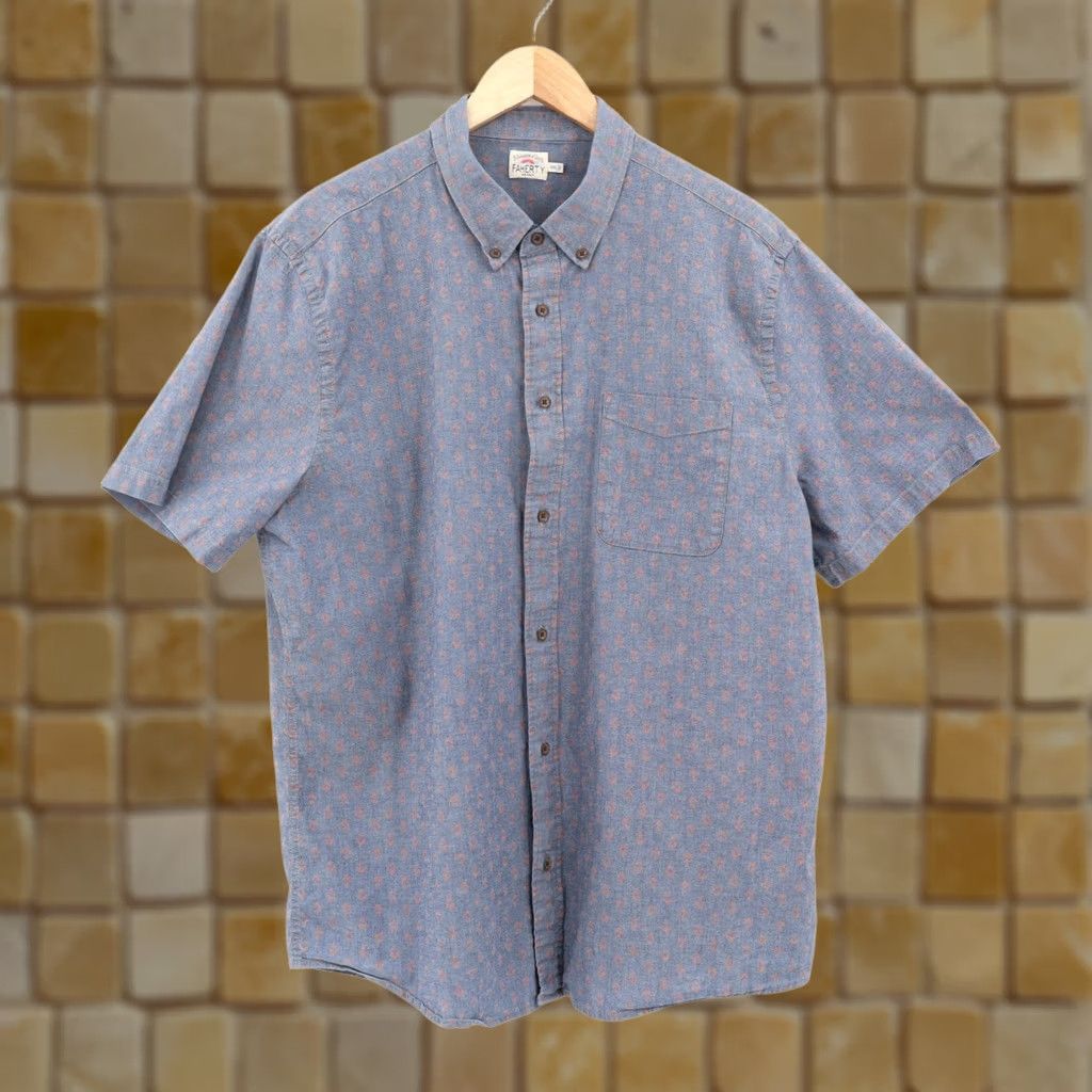 Faherty Faherty Shirt Button-Up Short Sleeve Blue Geometric 2XL Cotton Elastane Men’s Regular Size 2XL Size US XXL / EU 58 / 5 - 1 Thumbnail
