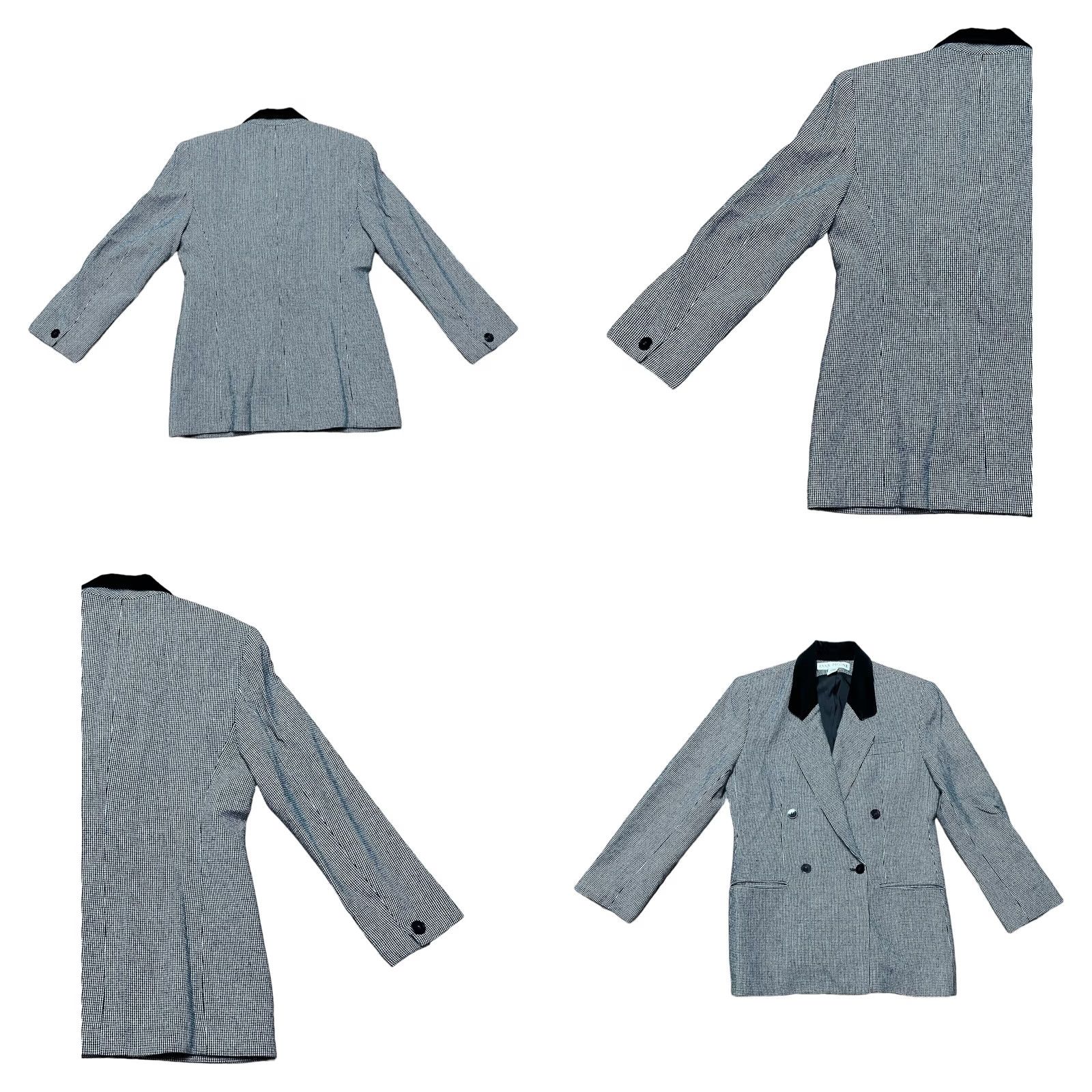 Evan Picone VINTAGE Evan-Picone Blazer Plaid Wool Blend Notch Lapel 2-Button Mid-Length Single-Breasted Black White Sz 6 Women’s USA Size M / US 6-8 / IT 42-44 - 9 Thumbnail