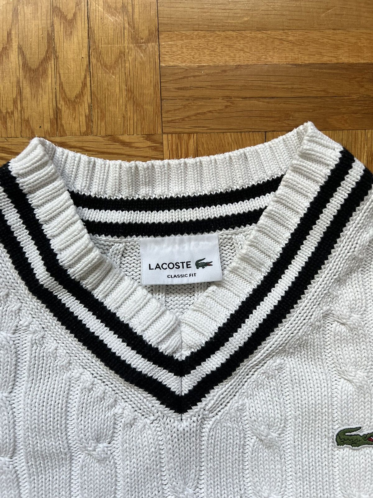 Lacoste Braid Sweater Lacoste White Small Logo Size US L / EU 52-54 / 3 - 3 Thumbnail