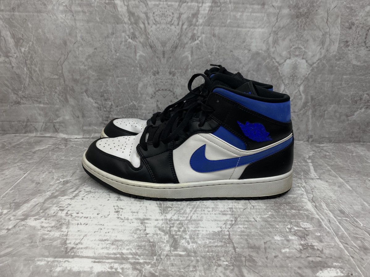 Jordan Brand × Nike Jordan 1 Mid White Black Racer Blue Size US 12 / EU 45 - 4 Thumbnail