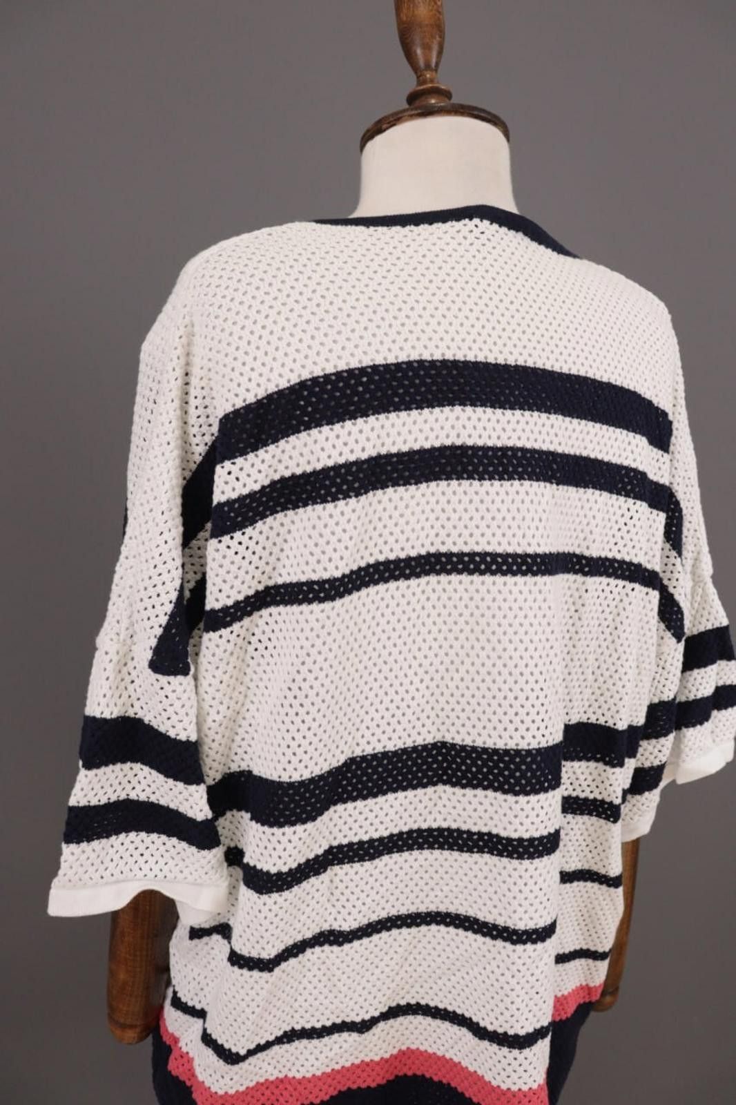Saint James Saint James White Striped V-Neck Tunic Shirt Size US 18 LXL Size XXL / US 16-18 / IT 52-54 - 12 Thumbnail