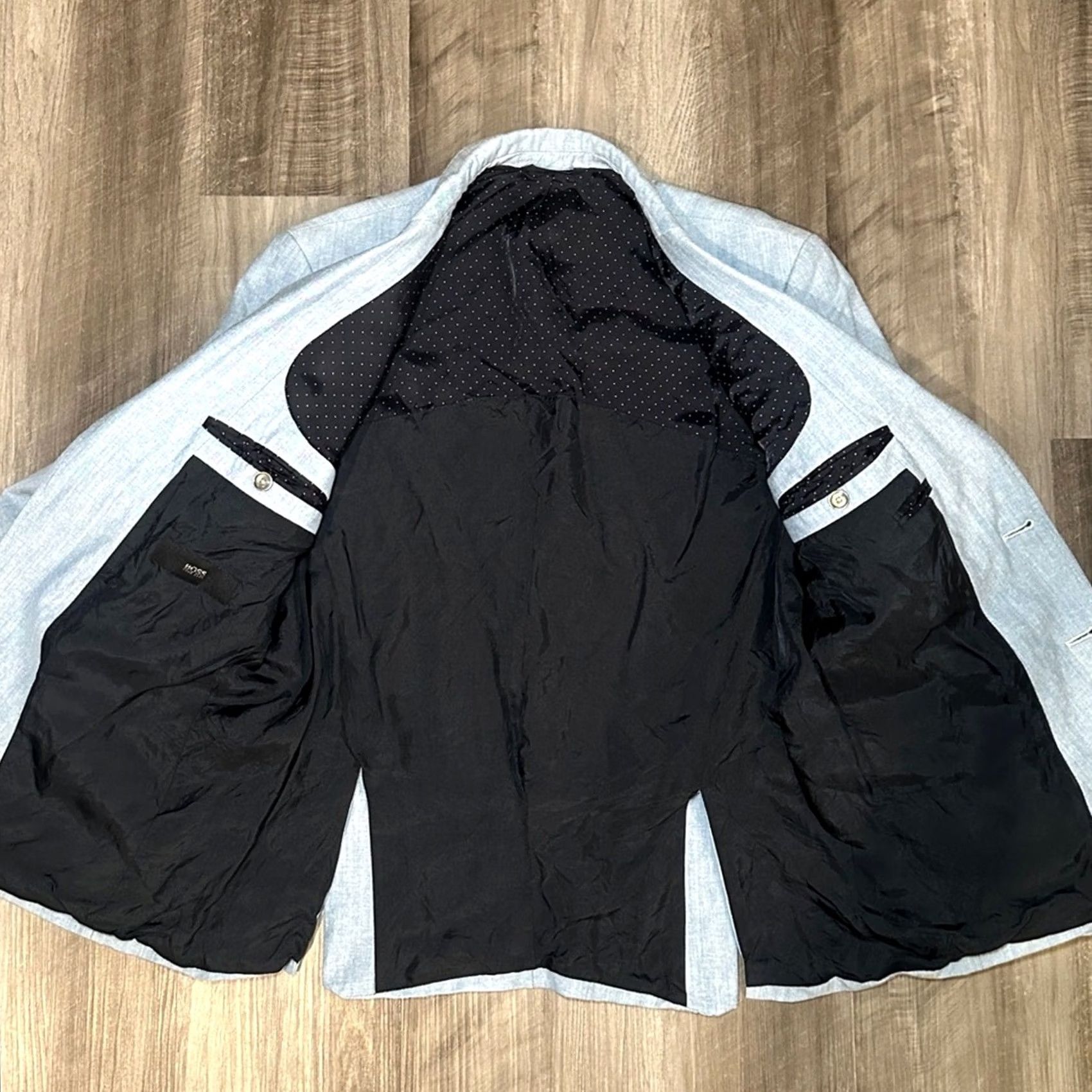 Vintage Boss Hutsons Cotton Wool Blazer Sport Jacket - 38S Mens Blazer, Blue, 2 Piece, Regular, Preowned Size 38R - 6 Thumbnail