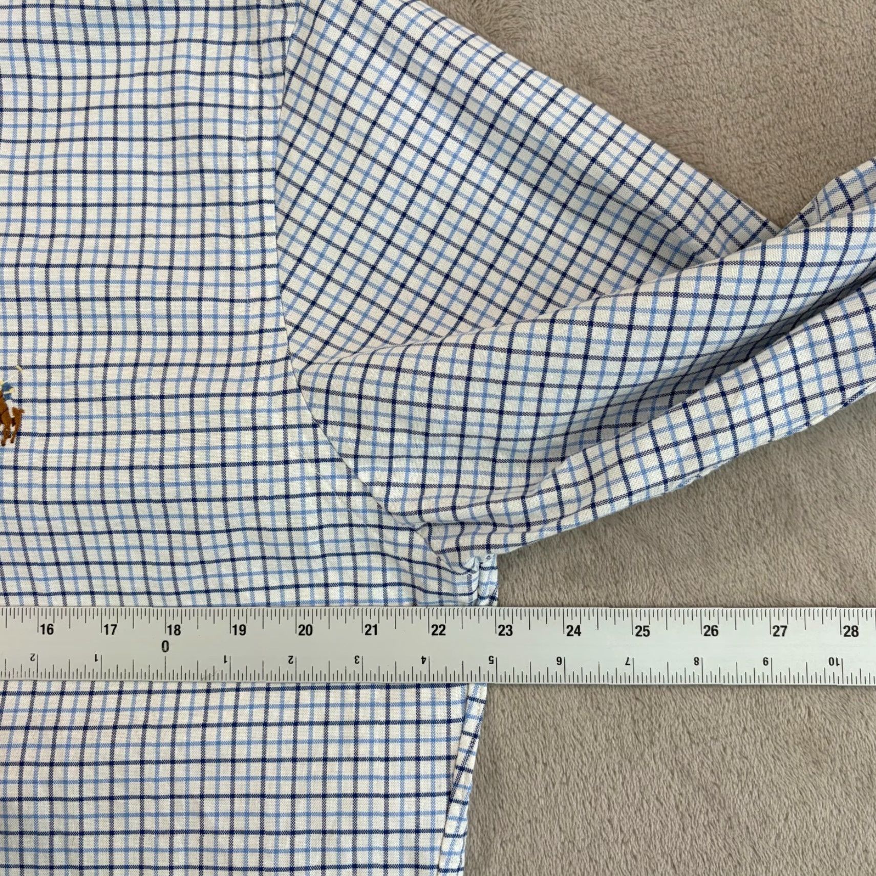 Polo Ralph Lauren Polo Ralph Lauren Stretch Oxford Shirt Men Large Blue Plaid Slim Fit Button-Up with Stretch Wool? Size US L / EU 52-54 / 3 - 6 Thumbnail