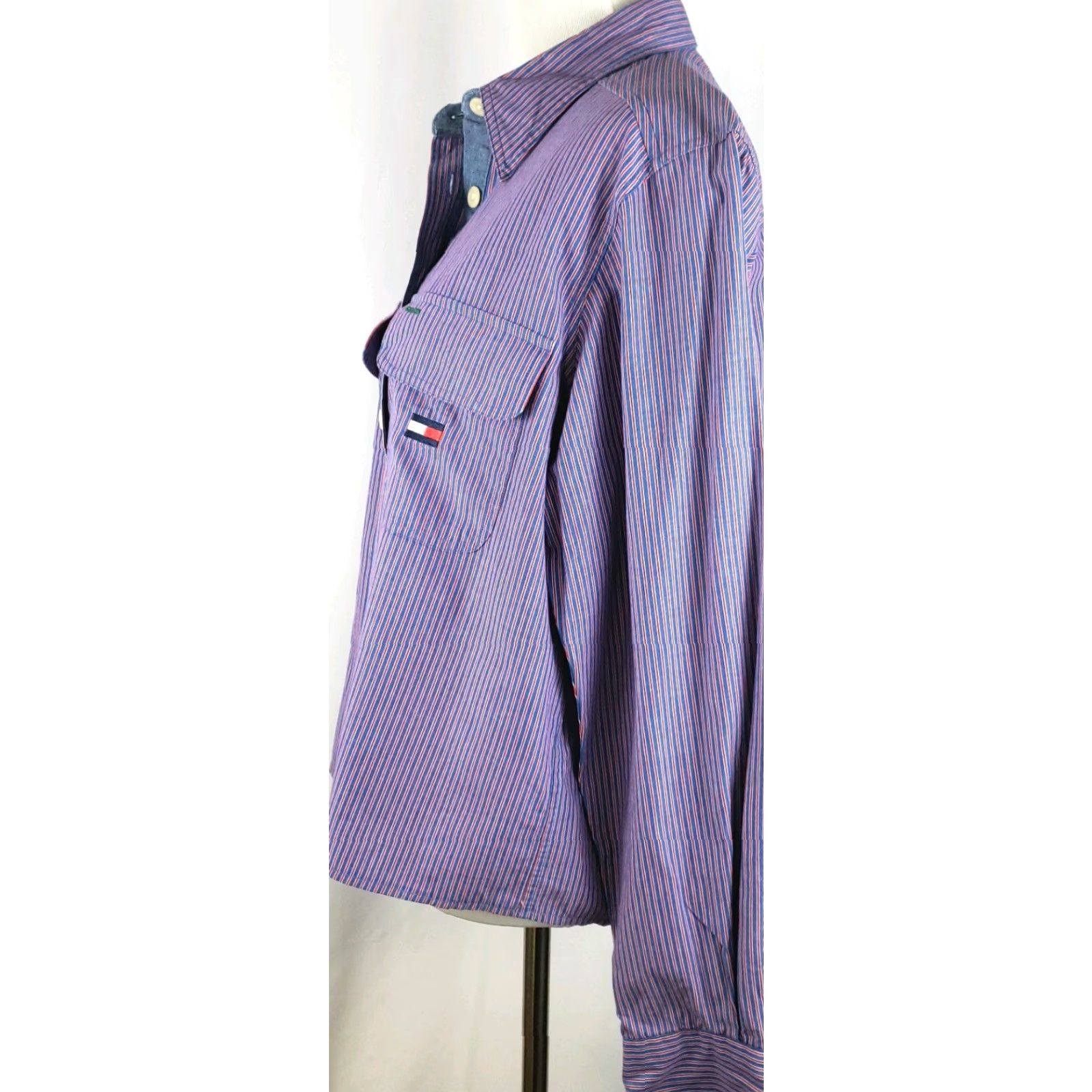 Tommy Hilfiger VINTAGE Tommy Hilfiger Shirt Womens 10 Blue Purple Button Up Long Sleeve Ladies Lot Of 2 Size L / US 10 / IT 46 - 6 Thumbnail