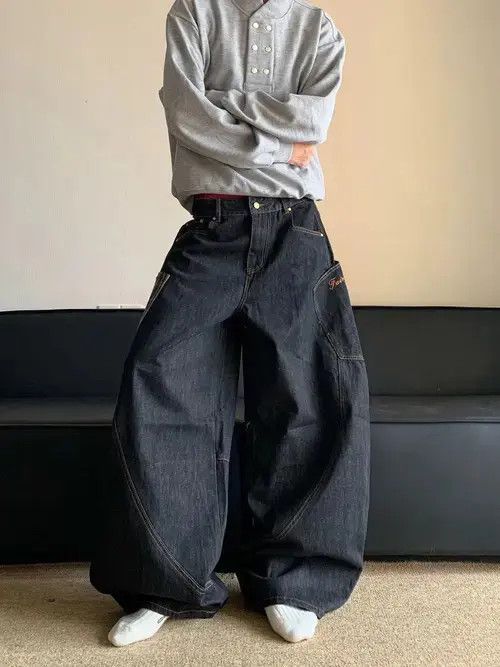 Jean Baggy Patcwork Wide Leg Jeans Size US 30 / EU 46 - 7 Thumbnail