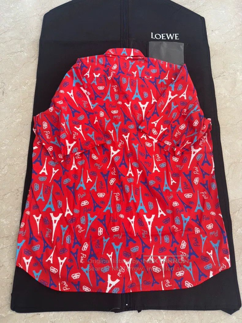 Balenciaga Balenciaga size 41 Eiffel Tower Full Logo Red Short Sleeve Size US M / EU 48-50 / 2 - 2 Thumbnail
