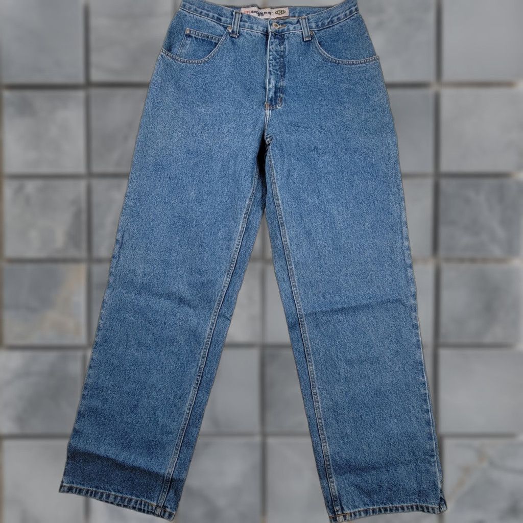 Anchor Blue VINTAGE Anchor Blue Jeans Baggy Denim 34x32 Mens Regular 5-Pocket Blue Cotton Denim Baggy Comfortable Knee 90s Size US 34 / EU 50 - 1 Thumbnail