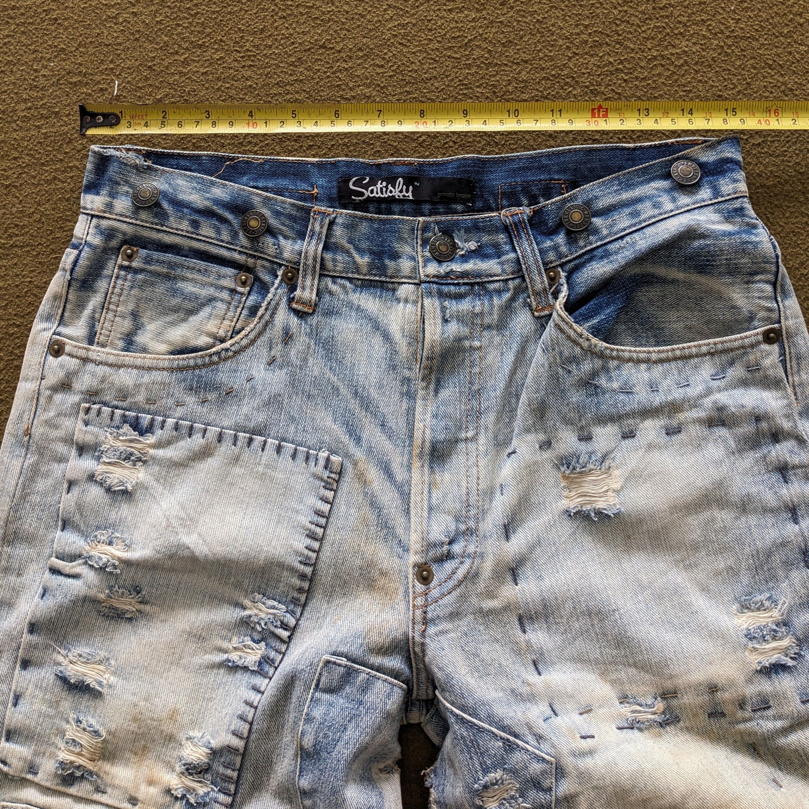 Vintage Vintage SATISFY Private Brand Patchwork Style Jeans Size US 30 / EU 46 - 6 Thumbnail