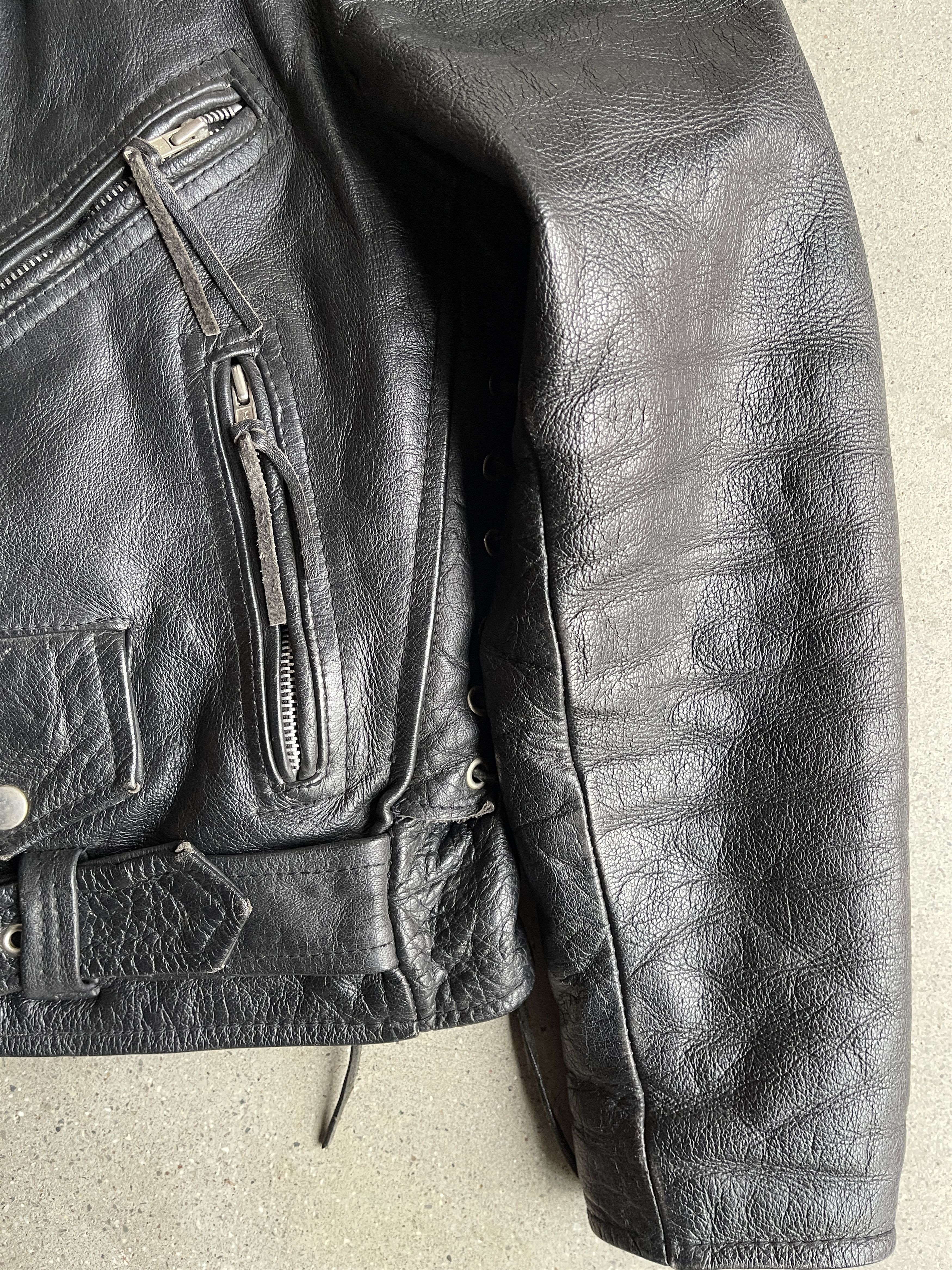 Vintage 1990's LEATHER BIKER JACKET Size US S / EU 44-46 / 1 - 5 Thumbnail