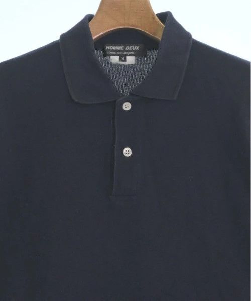 Comme des Garcons Homme Deux Polo Cotton Half Button Short Sleeve Border Hem Navy Blue Size US M / EU 48-50 / 2 - 4 Thumbnail