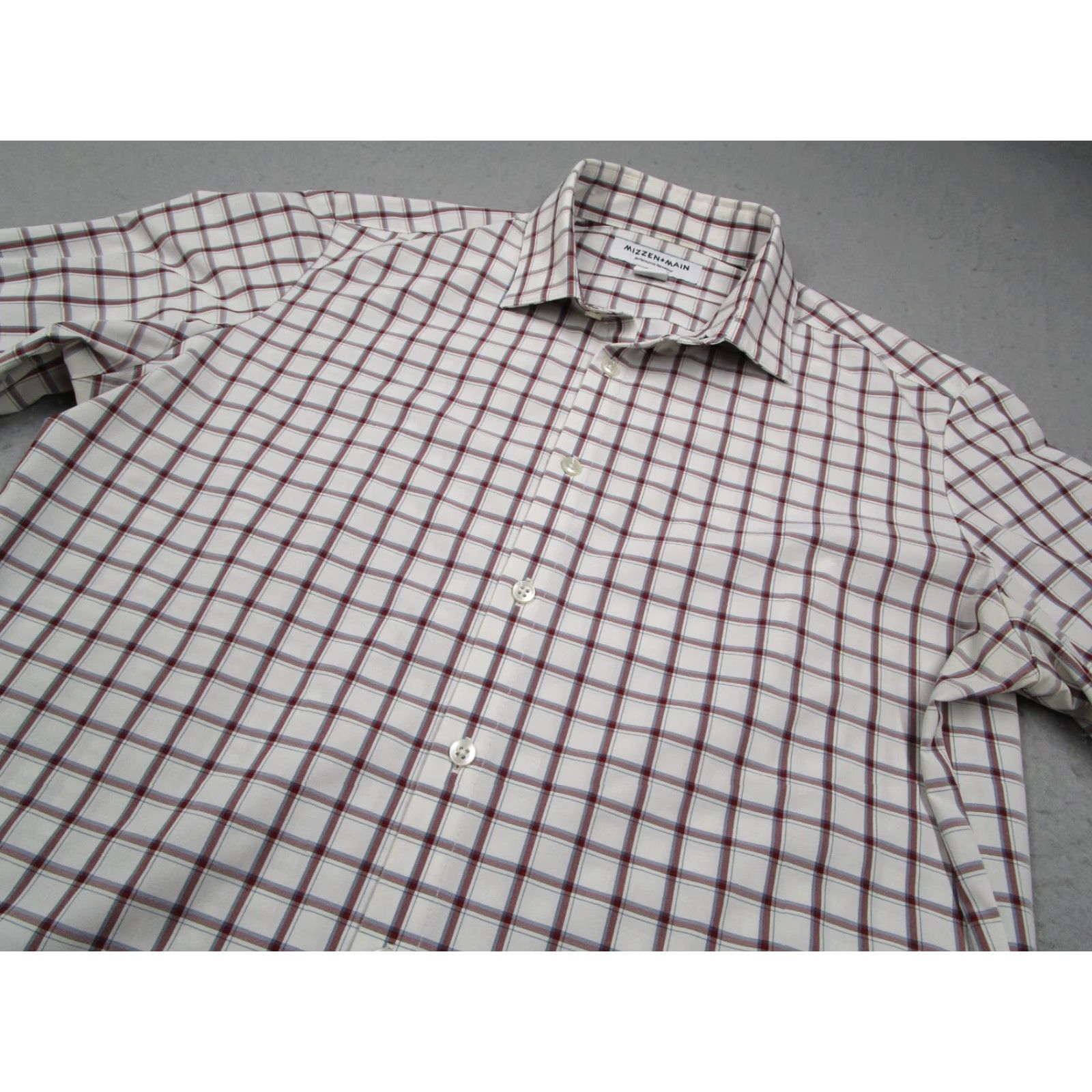 Mizzen+Main Mizzen+Main Shirt Mens Large Red Check Trim Fit Button-Up Long Sleeve Classic Casual Workwear Size US L / EU 52-54 / 3 - 2 Thumbnail