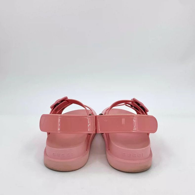 Gucci Pink Leather Double G Round Sandals-2505 Size US 7 / IT 37 - 4 Thumbnail