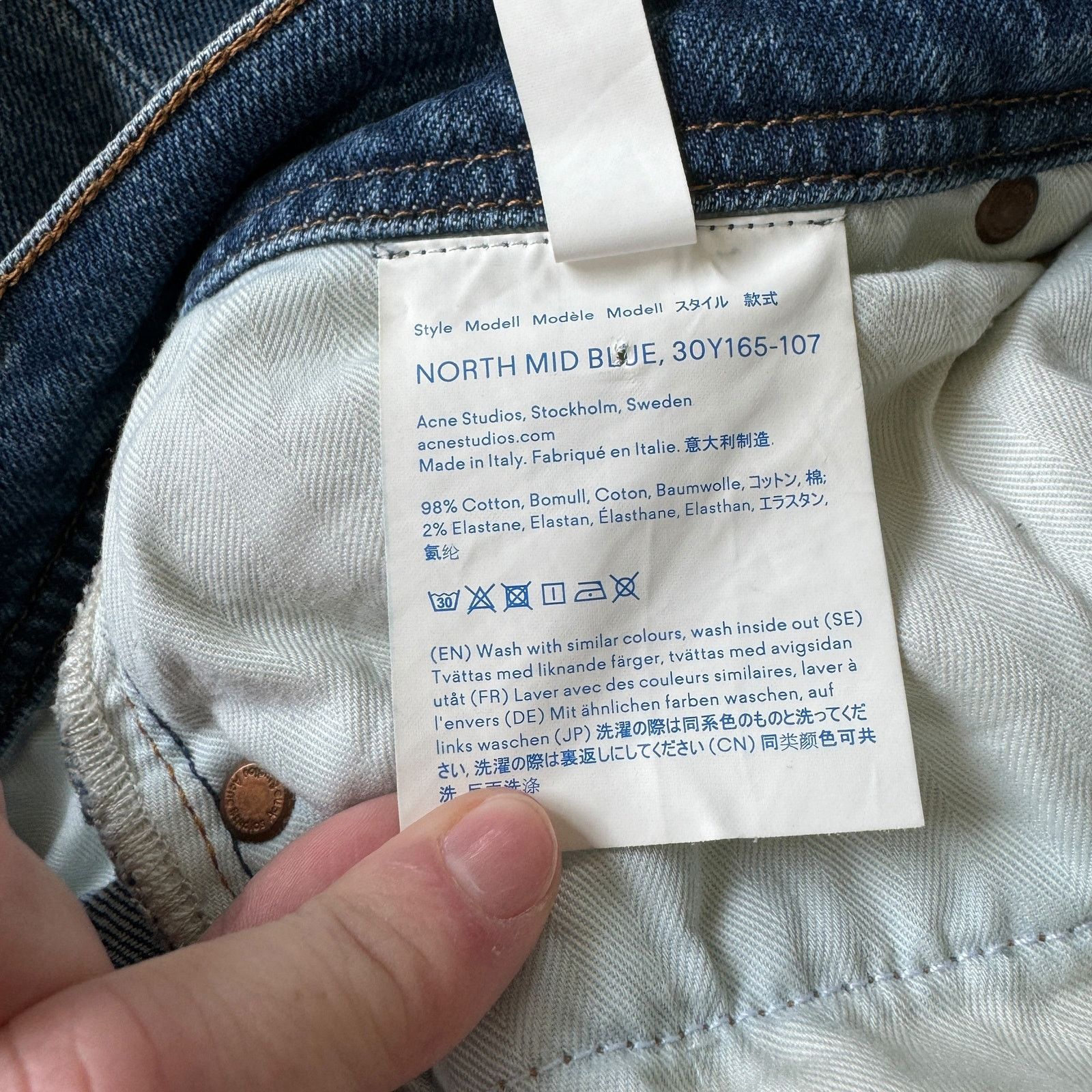 Acne Studios ACNE Studios North Skinny Fit Jean Mid Blue Size US 31 - 7 Thumbnail